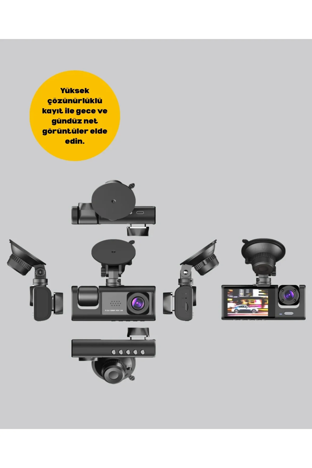 Full Hd Çift Yönlü Araç Kamerası Hareket Algılama Döngüsel Kayıt - Just Cheap Store Görsel 5