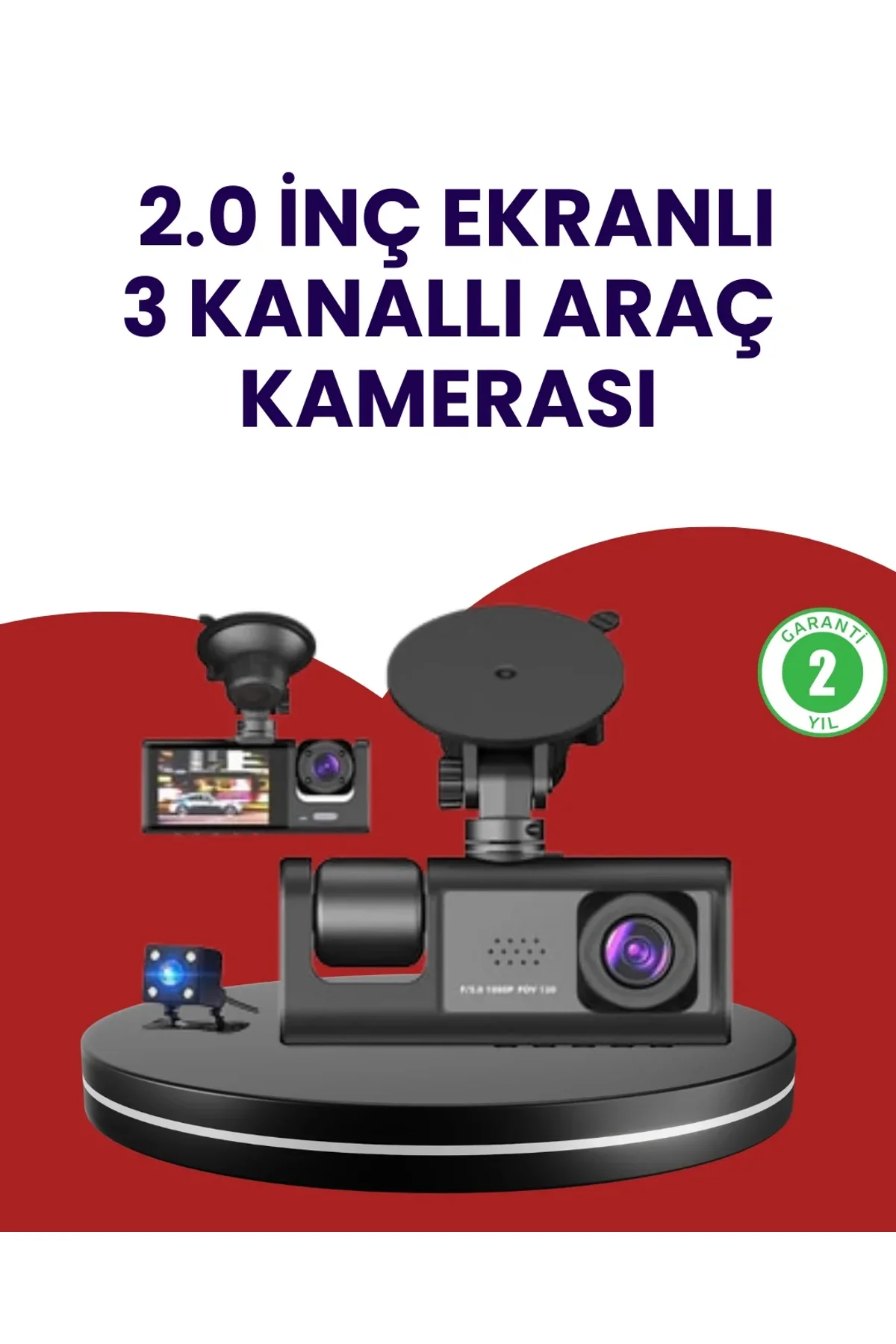 Üç Kameralı Araç Kamerası | Full Hd 1080p Ön + Hd İç/arka - Just Cheap Store Görsel 2