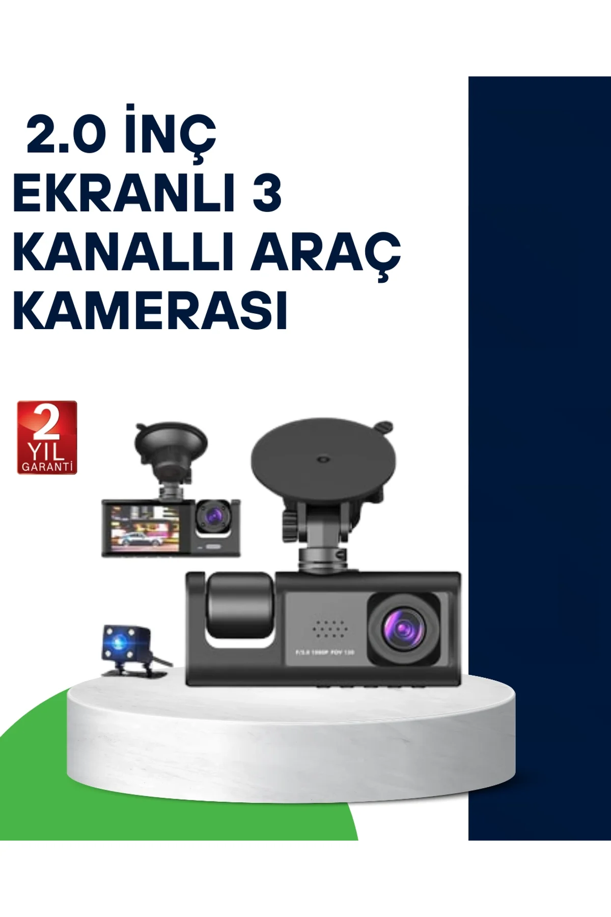Üç Kameralı Araç Kamerası Full Hd Gece Görüş G-sensör