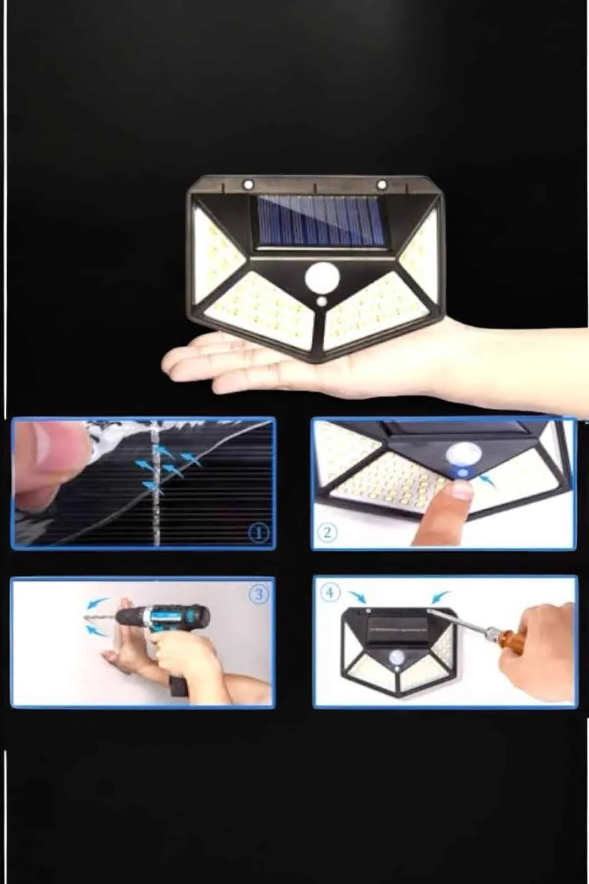 Güneş Enerjili Bahçe Aydınlatma Lambası Solar 100 Led Lamba - Just Cheap Store Görsel 5