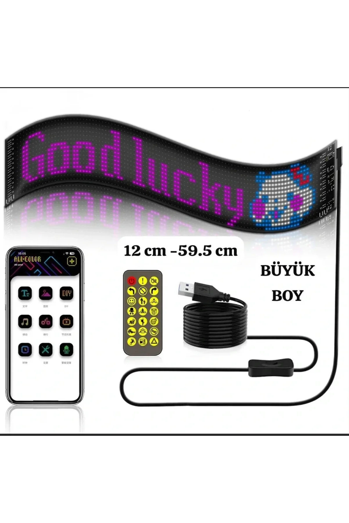 Led Ekran Matrix Panel Cama Yapışan En Büyük Boy 16x96 Led Sayısı Araba Yazısı 12cm-59.5cm - Just Cheap Store Görsel 2