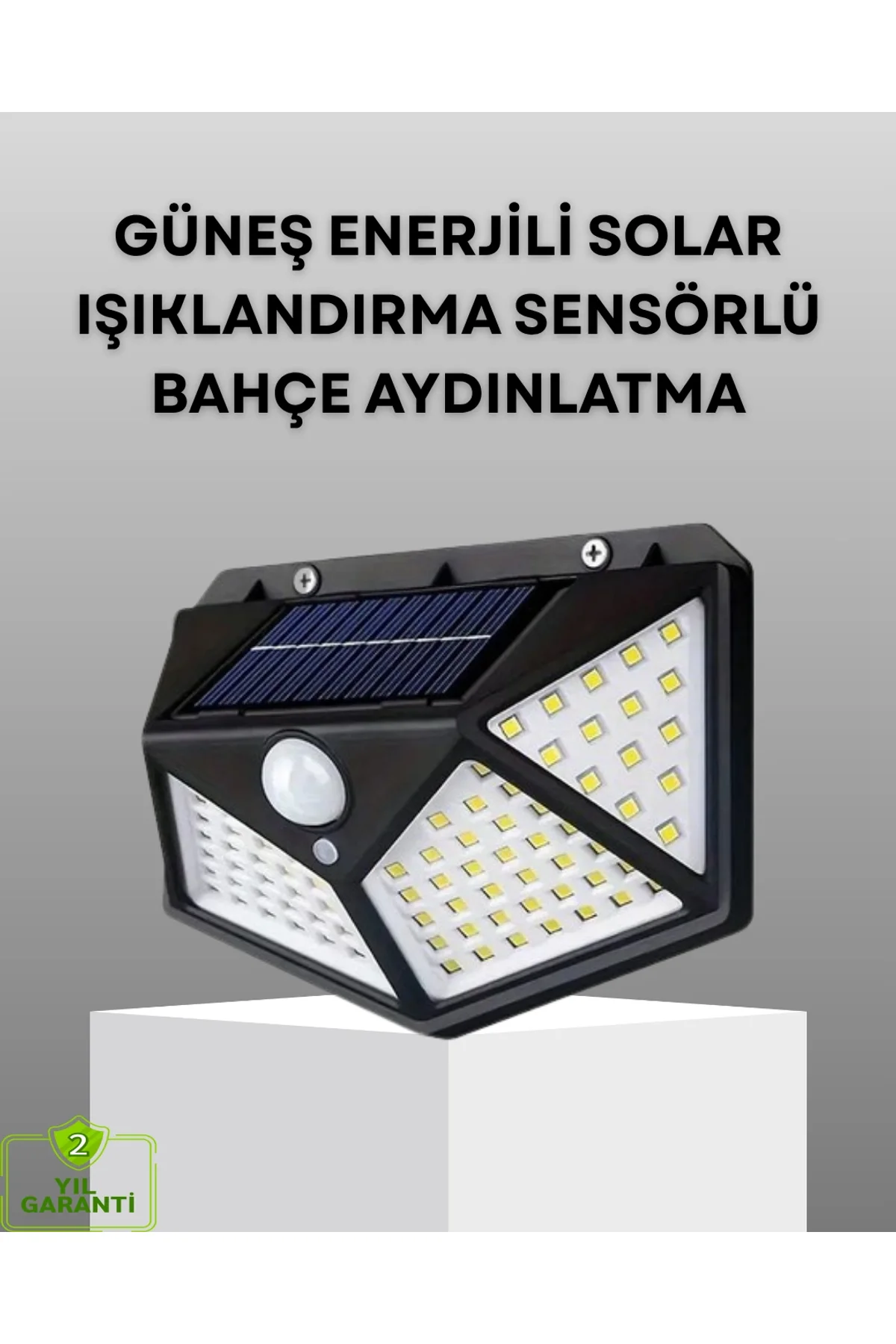 100 Led Solar Lamba Hareket Algılamalı Bahçe Duvar Dış Mekan Aydınlatma