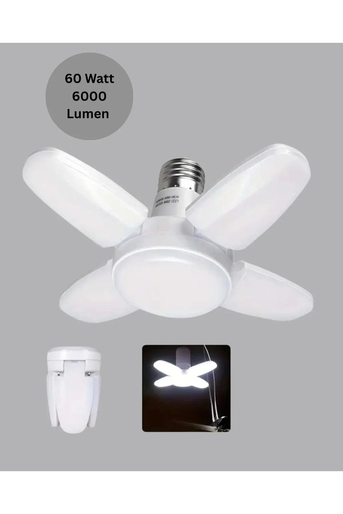 Yüksek Işık Güçlü Led Ampül 4 Kollu Katlanır Pervane Tasarım - Just Cheap Store Görsel 4