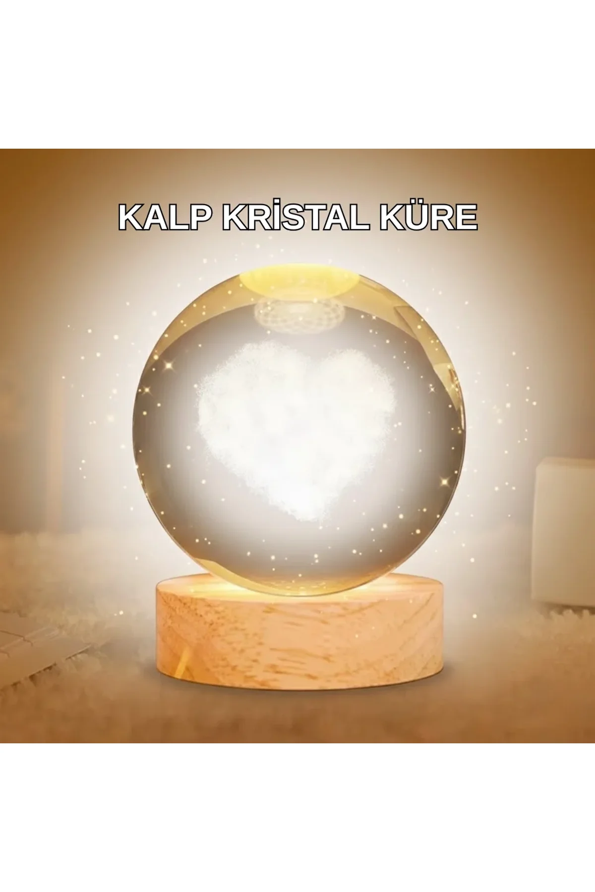 Kalpli Led Işıklı Cam Küre Büyük Boy Kristal Tasarım - Just Cheap Store Görsel 2
