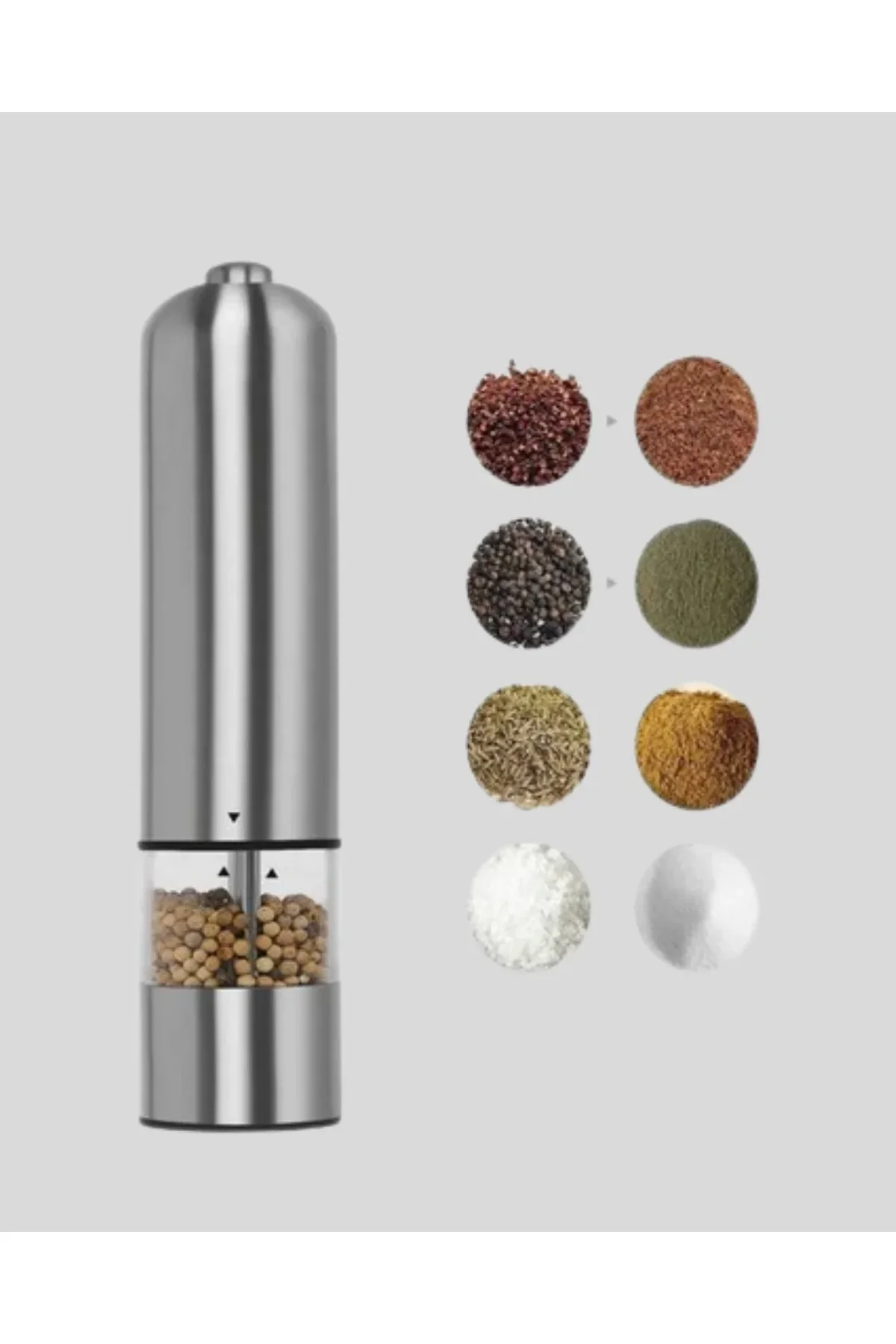 Modern Otomatik Baharat Öğütücü Seti – Pilli, Paslanmaz Çelik, Led Aydınlatmalı - Just Cheap Store Görsel 3