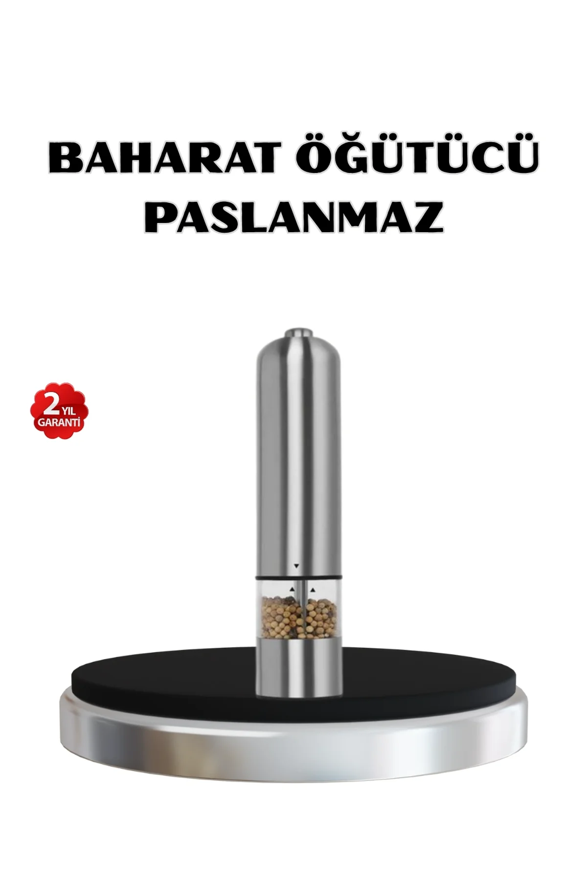 Modern Otomatik Baharat Öğütücü Seti – Pilli, Paslanmaz Çelik, Led Aydınlatmalı