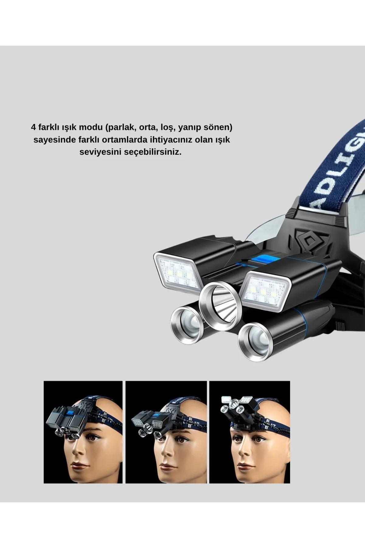Profesyonel Şarjlı Led Far – Ipx5 Suya Dayanıklı, 4 Işık Modu, Hareket Sensörlü - Just Cheap Store Görsel 4
