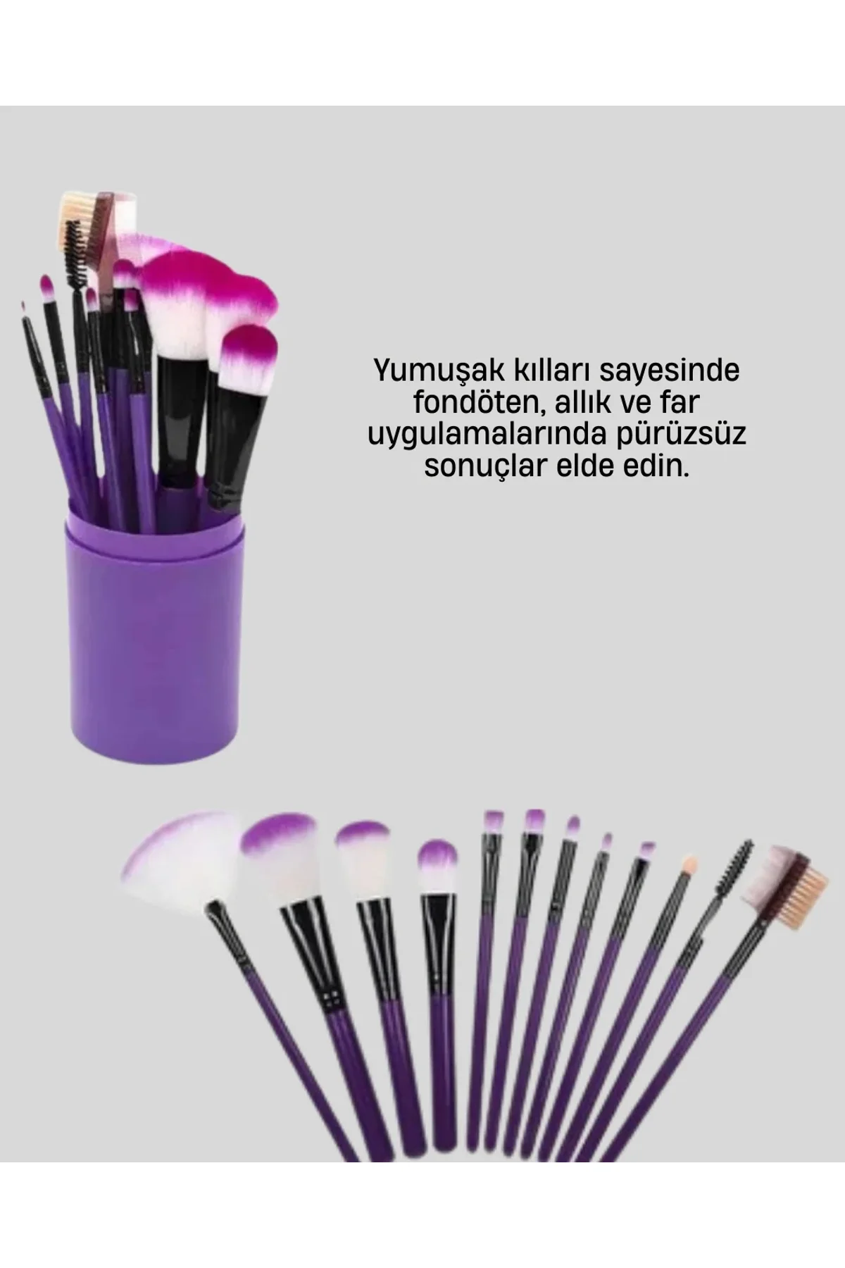 Kusursuz Makyaj İçin 12 Parça Profesyonel Fırça Seti Taşınabilir Kutu Hediyeli - Just Cheap Store Görsel 4