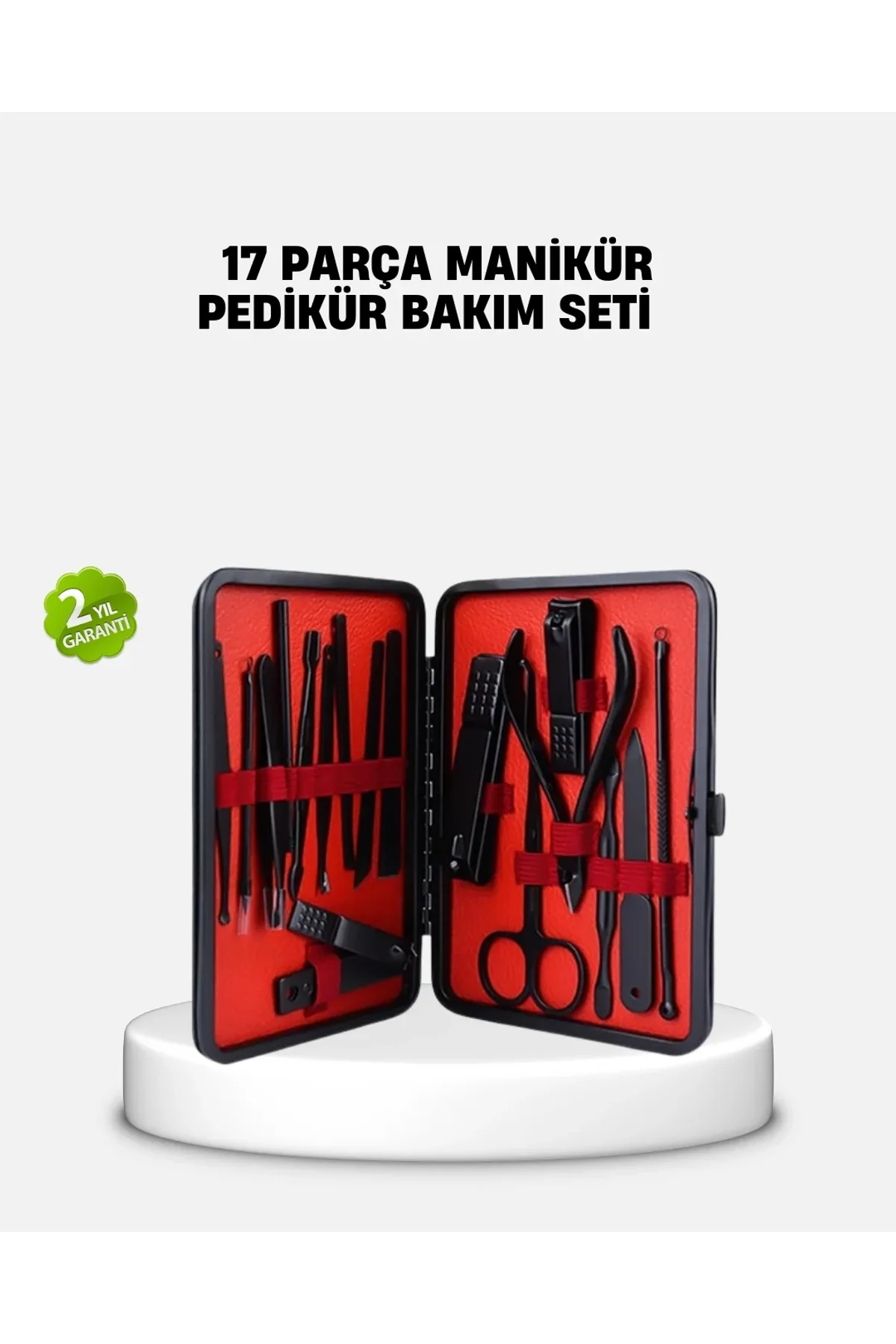 17 Parça Profesyonel Manikür Pedikür Seti Paslanmaz Çelik Siyah Kutu - Just Cheap Store Görsel 2