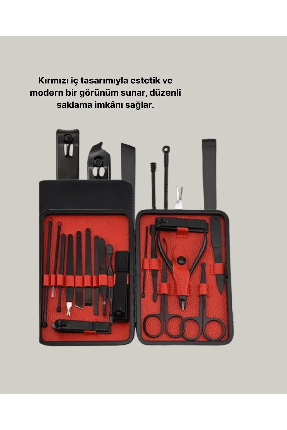 17 Parça Profesyonel Manikür Pedikür Seti Paslanmaz Çelik Siyah Kutu - Just Cheap Store Görsel 5