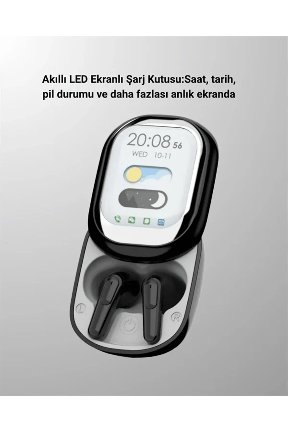 Akıllı Ekranlı Bluetooth 5.4 Kablosuz Kulaklık – Dokunmatik Ve Şarj Kutulu - Just Cheap Store Görsel 2