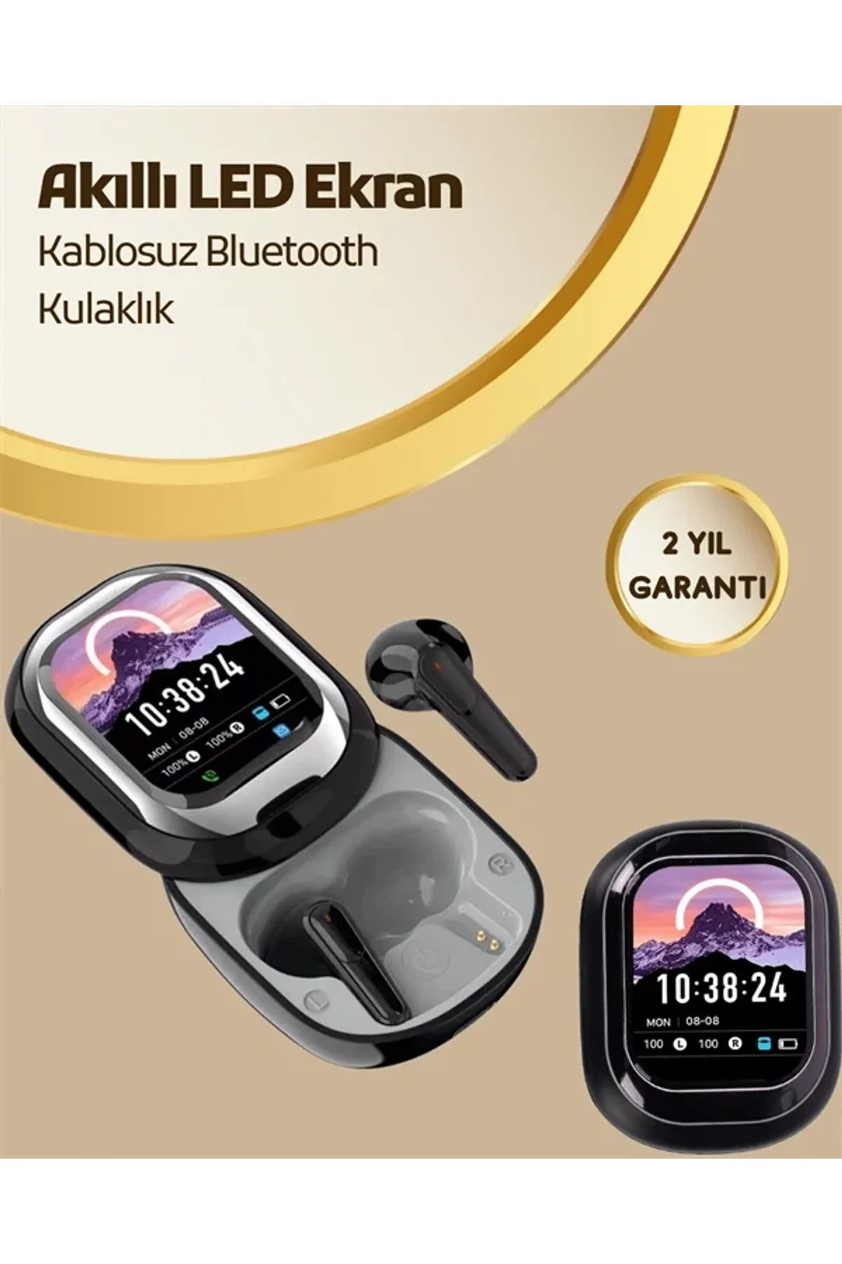 Akıllı Ekranlı Bluetooth 5.4 Kablosuz Kulaklık – Dokunmatik Ve Şarj Kutulu - Just Cheap Store Görsel 3