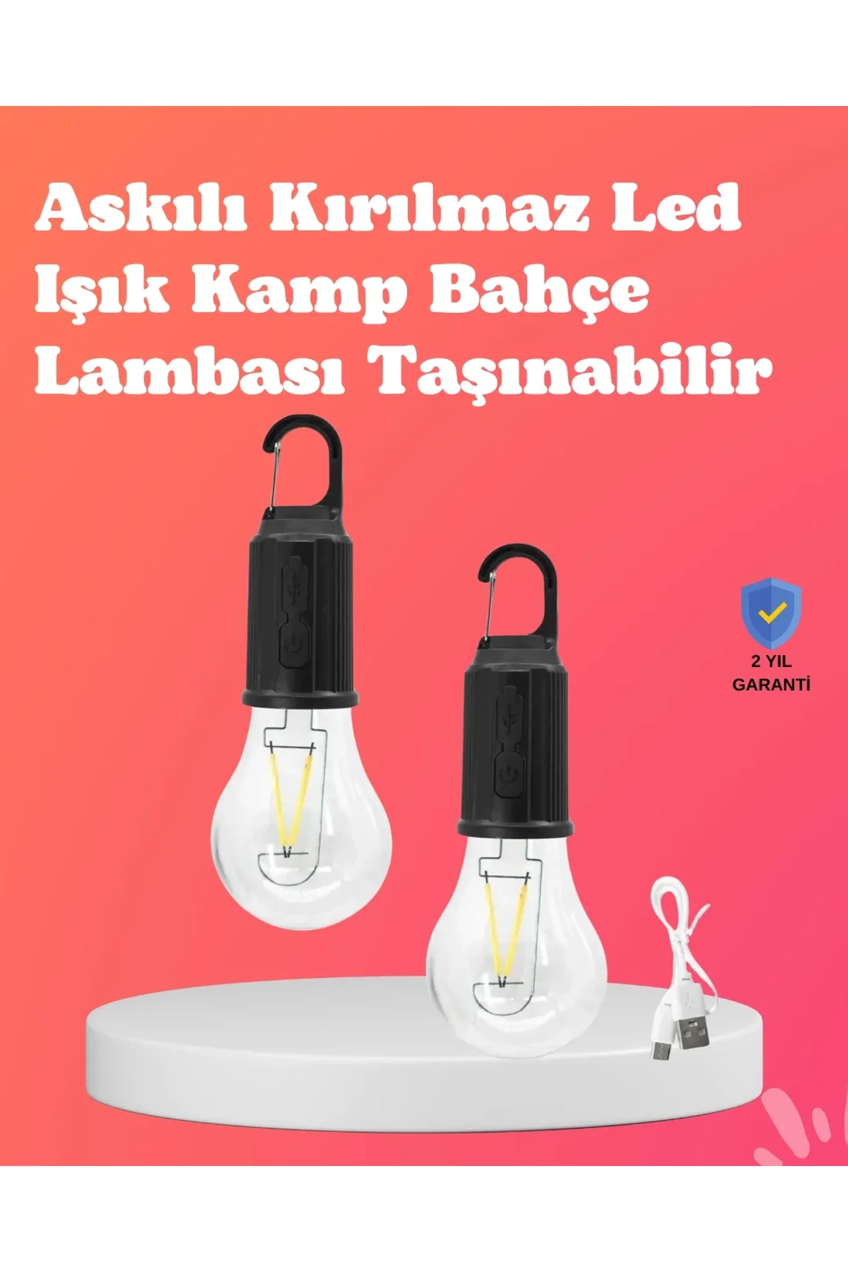 C Tipi Şarjlı Asılabilir Kamp Feneri - Just Cheap Store Görsel 2
