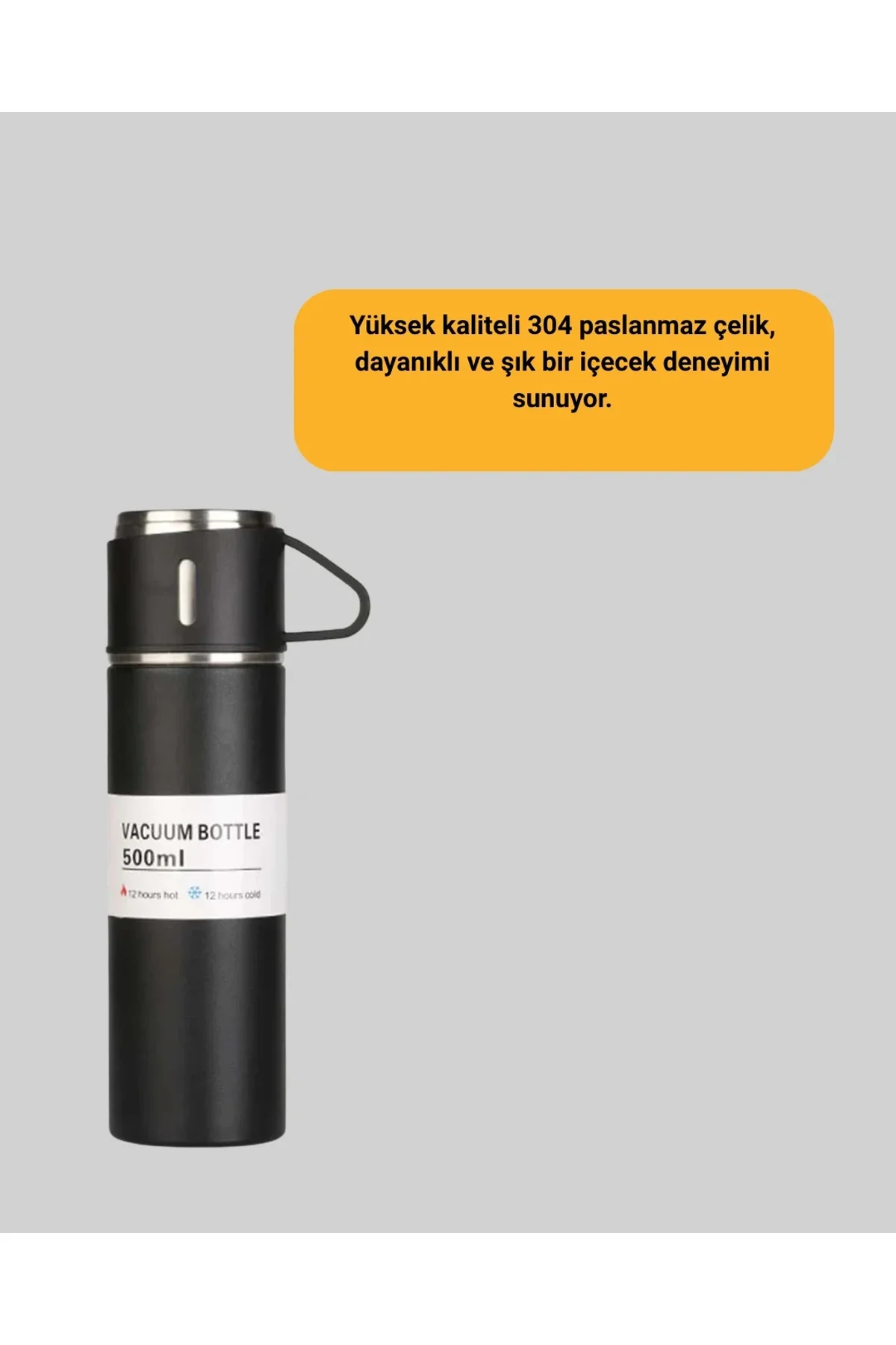 500 Ml Isı Korumalı Çelik Termos Ve Bardak Seti | Silikon Tabanlı, Şık Ve Pratik - Just Cheap Store Görsel 5