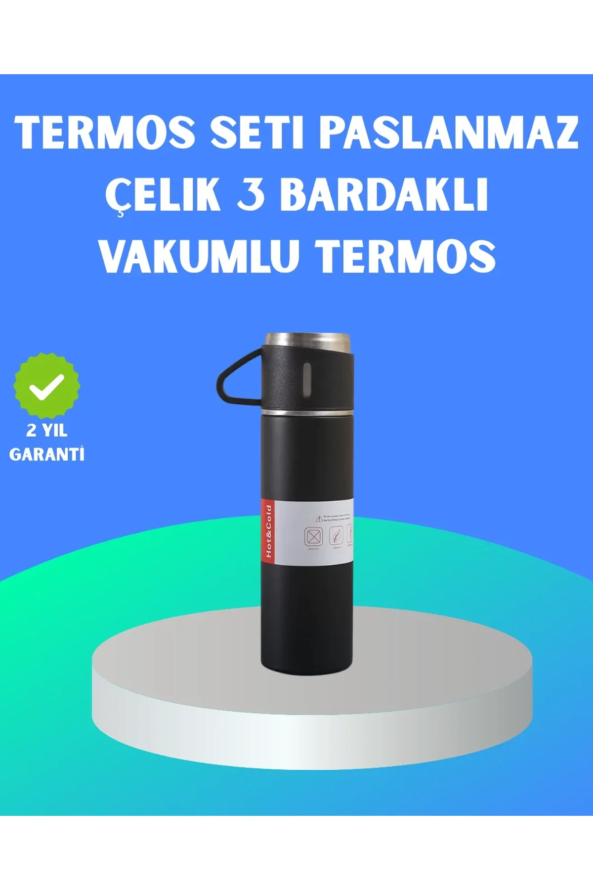 304 Çelik Termos Seti | 2 Bardaklı, 500 Ml, Uzun Süre Isı Koruma - Just Cheap Store Görsel 2