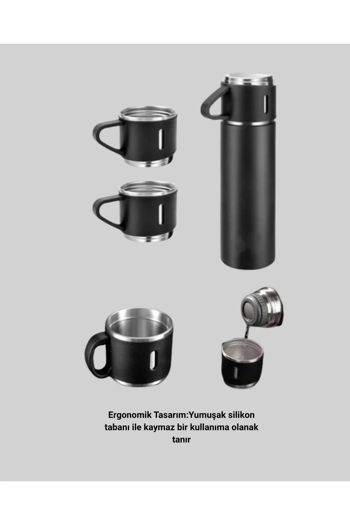 Paslanmaz Termos Ve İkili Bardak Seti | 6-12 Saat Sıcak/soğuk Tutma - Just Cheap Store Görsel 3