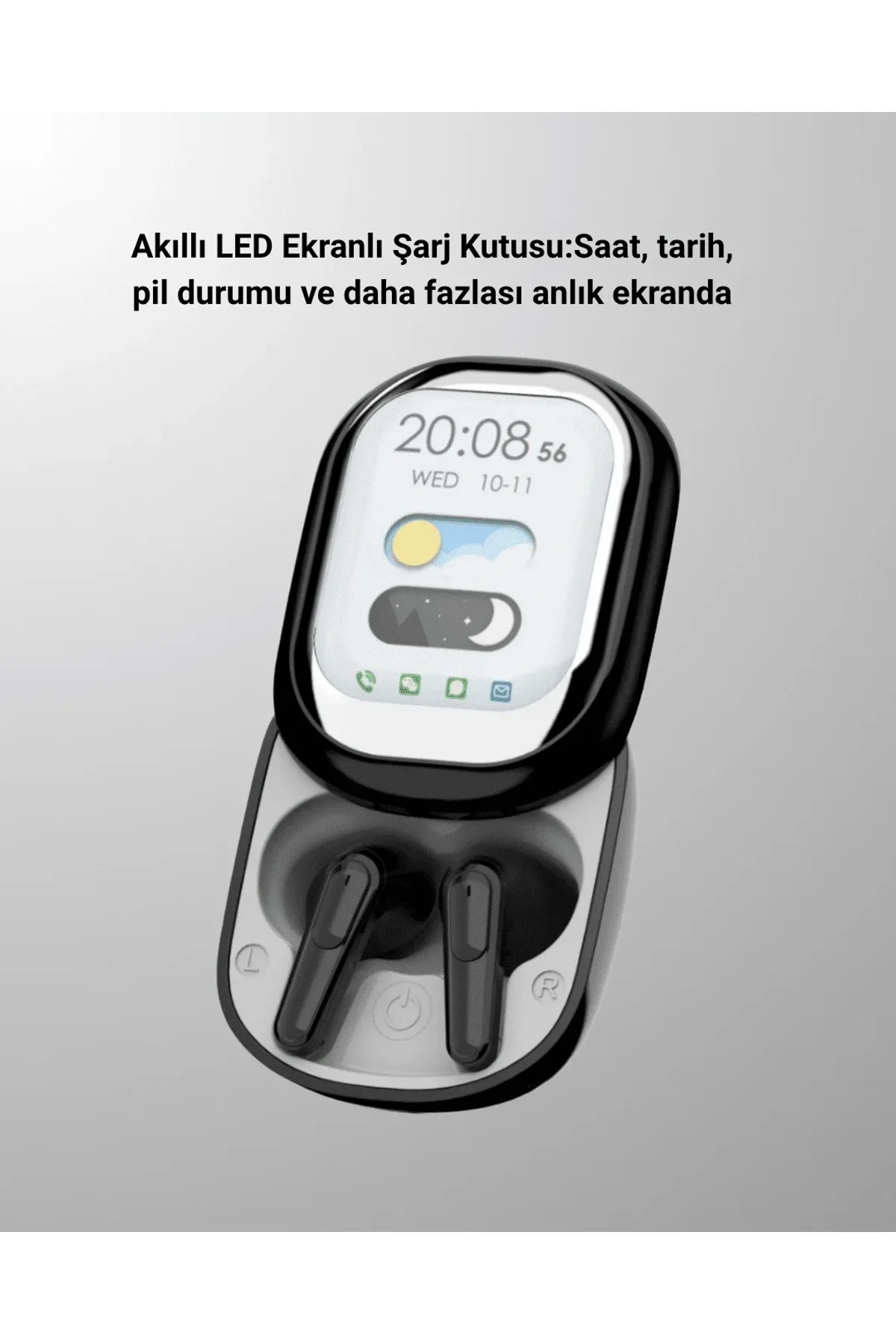 Akıllı Ekranlı Bluetooth 5.4 Kablosuz Kulaklık – Dokunmatik Ve Şarj Kutulu - Just Cheap Store Görsel 3