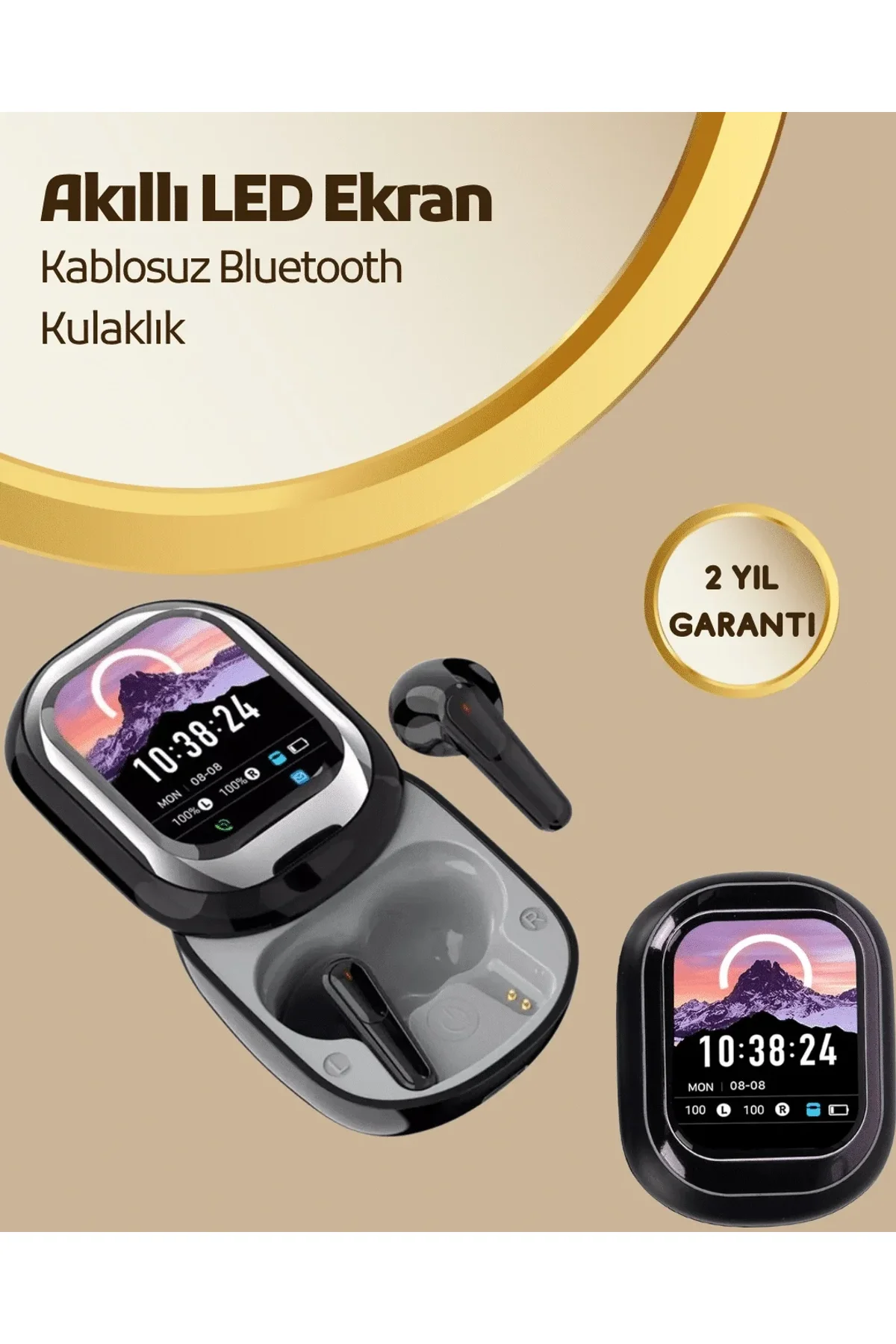 Akıllı Ekranlı Bluetooth 5.4 Kablosuz Kulaklık – Dokunmatik Ve Şarj Kutulu - Just Cheap Store Görsel 2