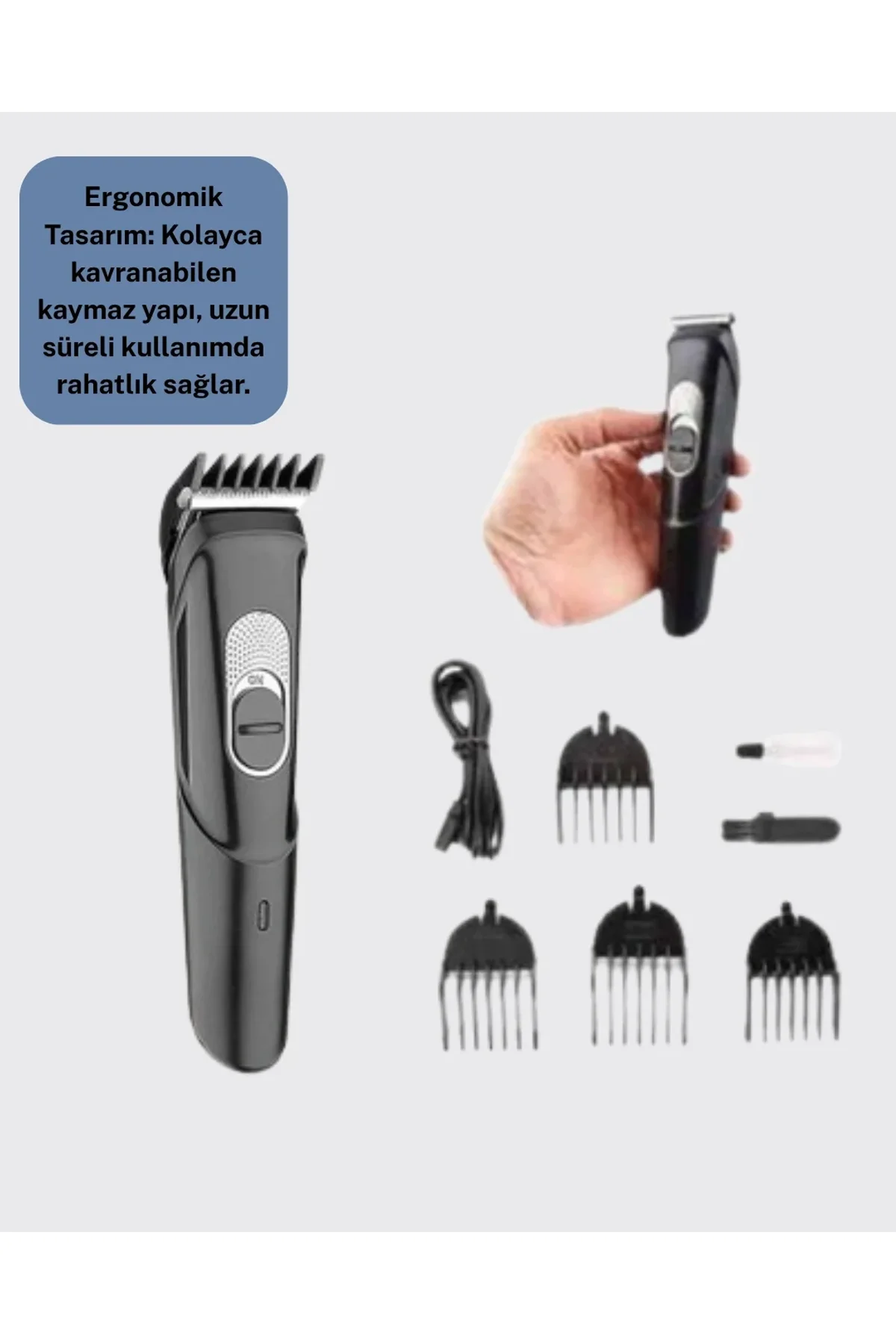 Taşınabilir Şarjlı Saç Sakal Tıraş Makinesi – 3 Taraklı, Sessiz Ve Ergonomik - Just Cheap Store Görsel 4