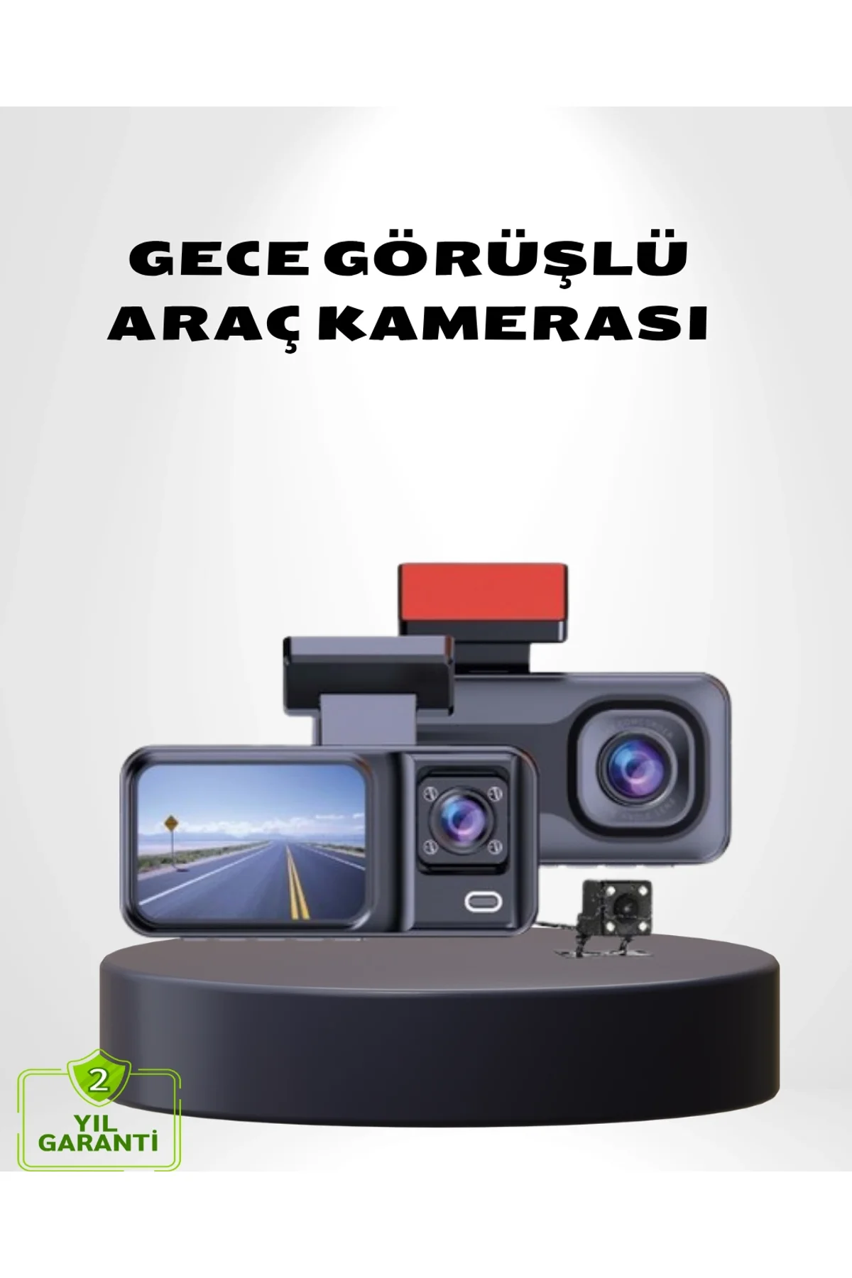 Üç Kameralı Dash Cam 170° Geniş Açılı Full Hd Gece Görüşlü