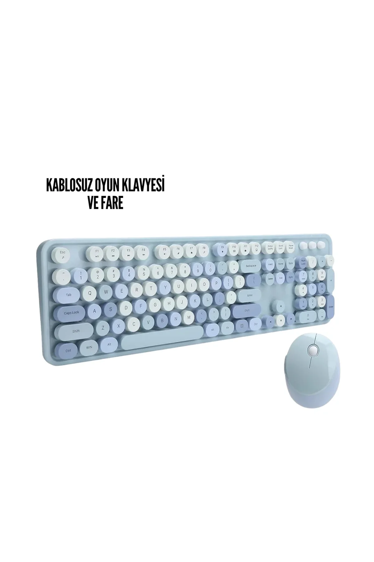 Kablosuz Klavye Mouse Seti Mavi - Just Cheap Store Görsel 2