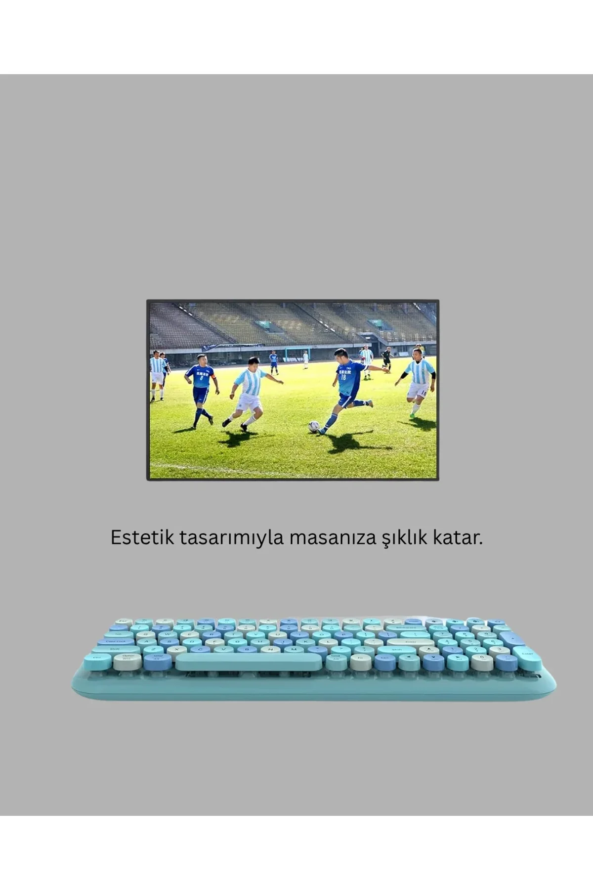 Kablosuz Klavye Mouse Seti Mavi - Just Cheap Store Görsel 5