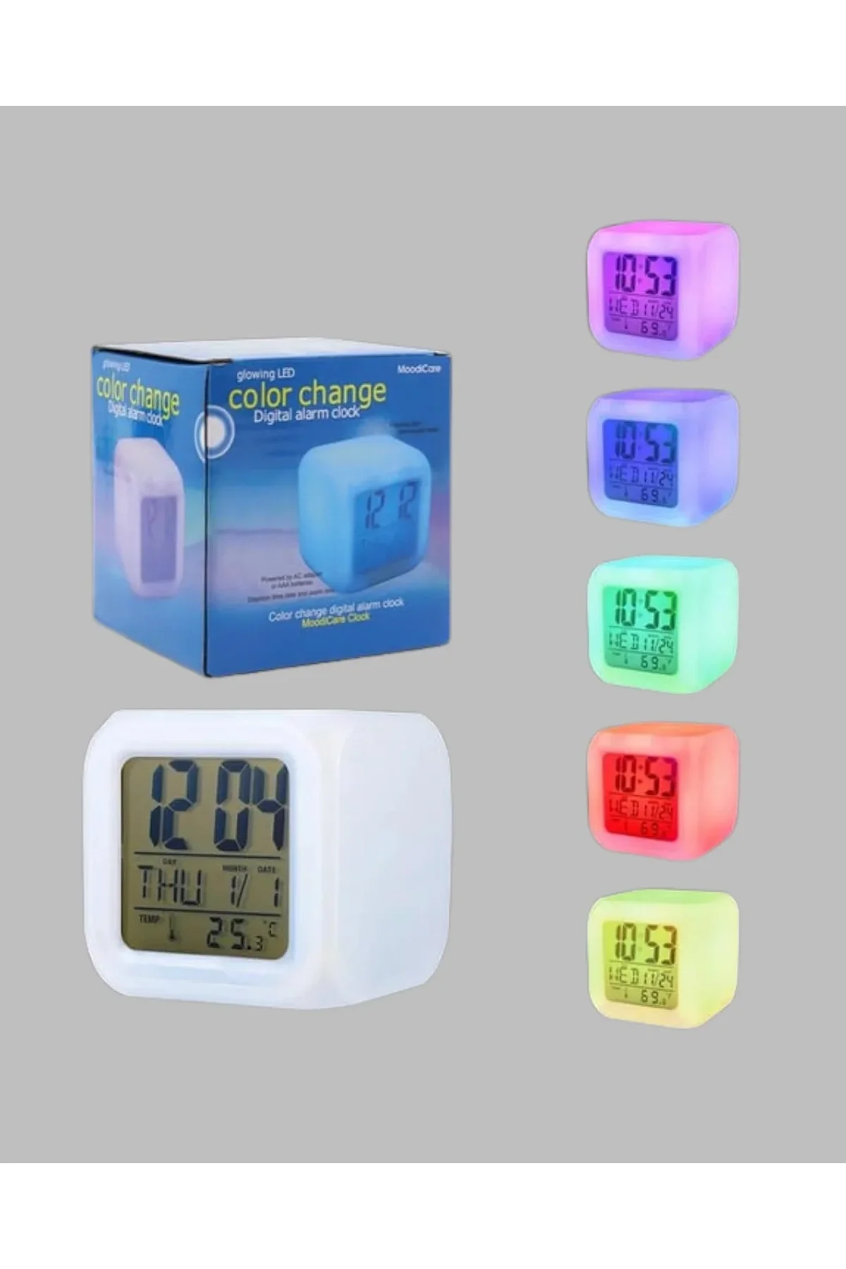 Kronometre Ve Takvim Destekli Renk Değiştiren Led Dijital Küp Saat - Just Cheap Store Görsel 5