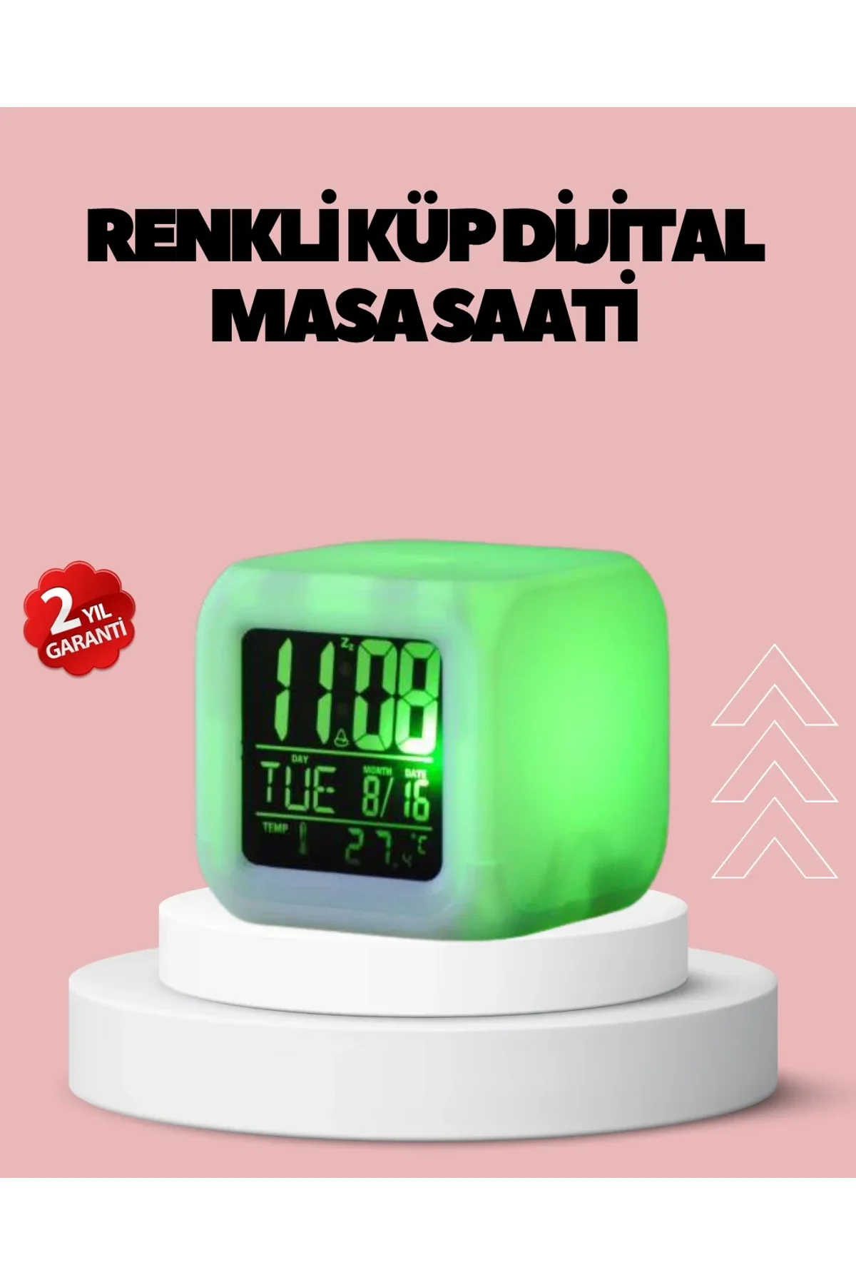Kronometre Ve Takvim Destekli Renk Değiştiren Led Dijital Küp Saat - Just Cheap Store Görsel 2