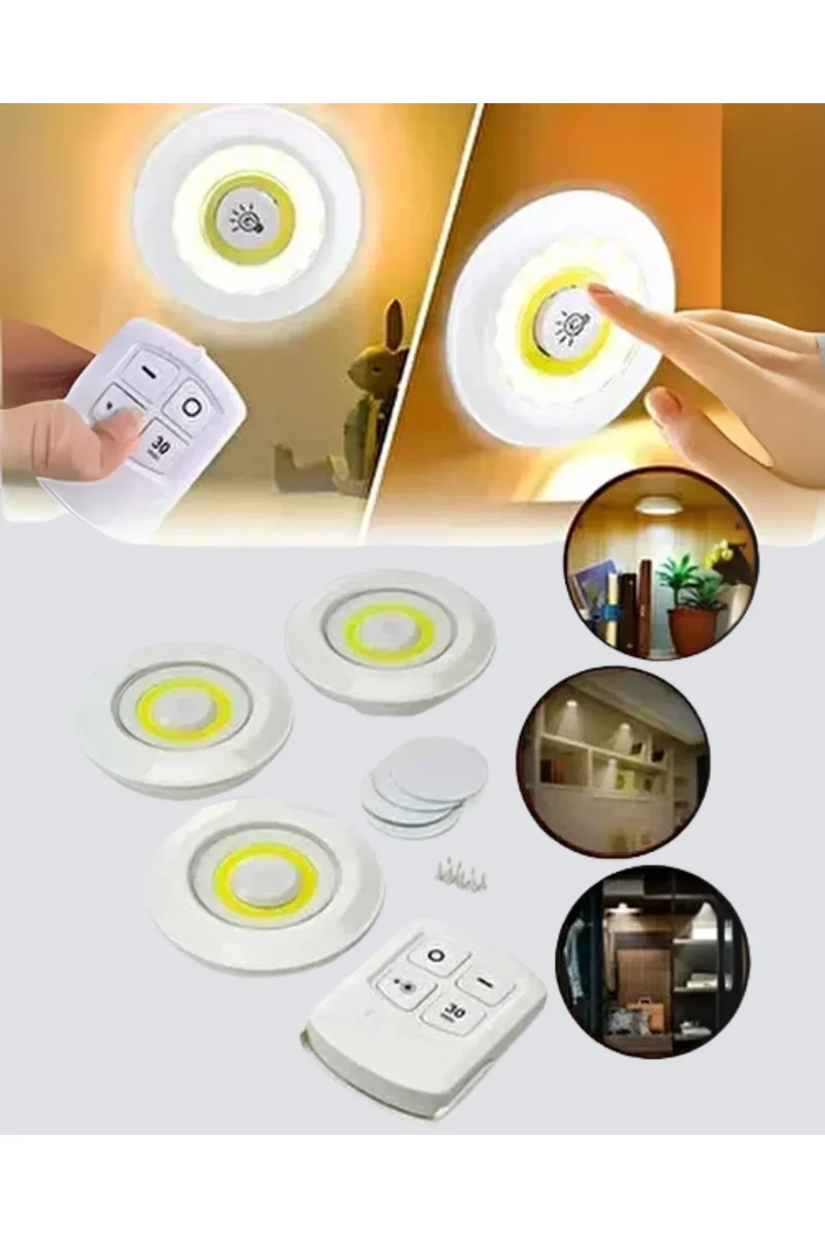 Kablosuz Gün Işığı 3’lü Led Spot Lamba Kumandalı - Just Cheap Store Görsel 3