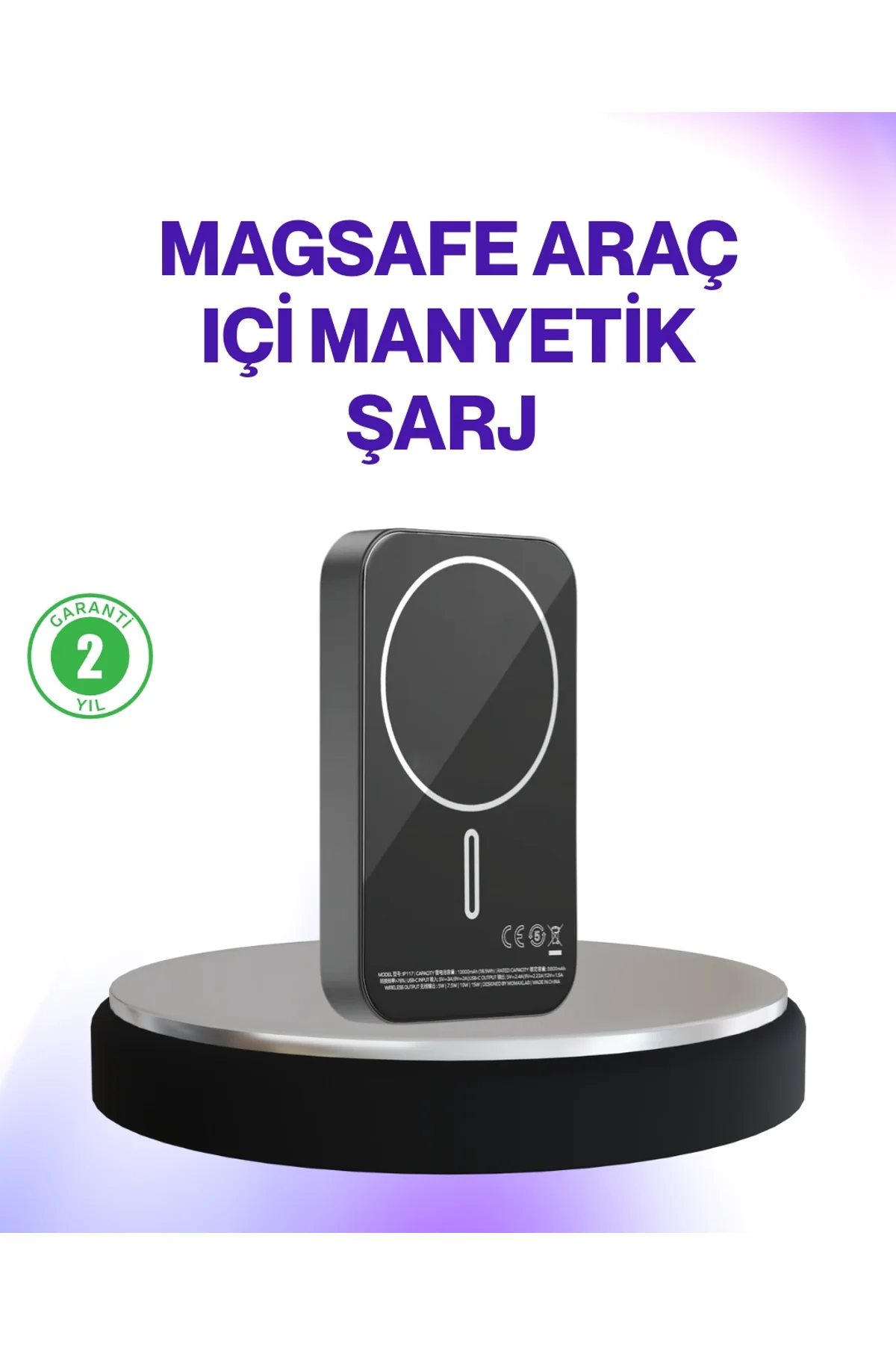 Mıknatıslı Magsafe Uyumlu Araç Tutucu Kablosuz Şarj Destekli