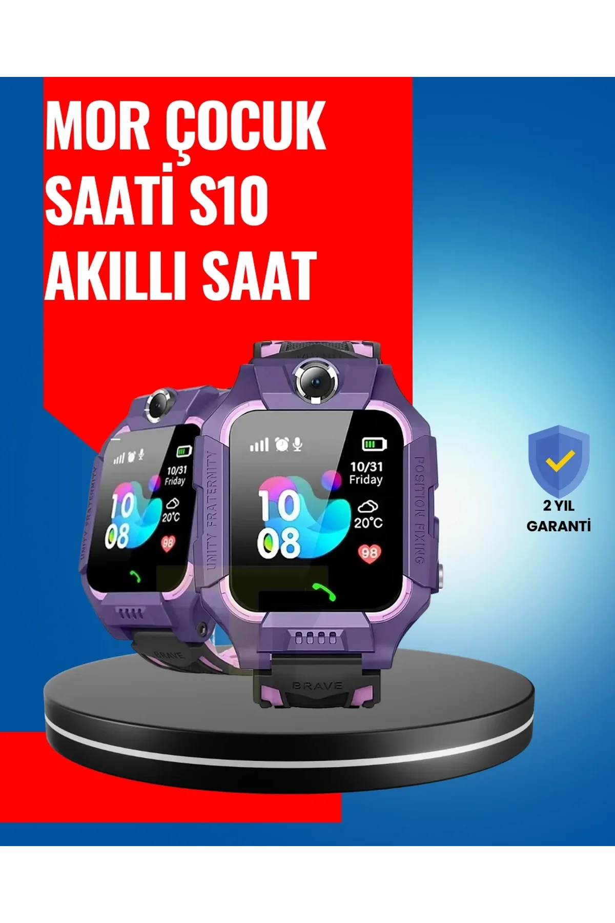 S10 Mor Akıllı Çocuk Saati Geçmiş Konum Ve Acil Durum Uyarılı - Just Cheap Store Görsel 2