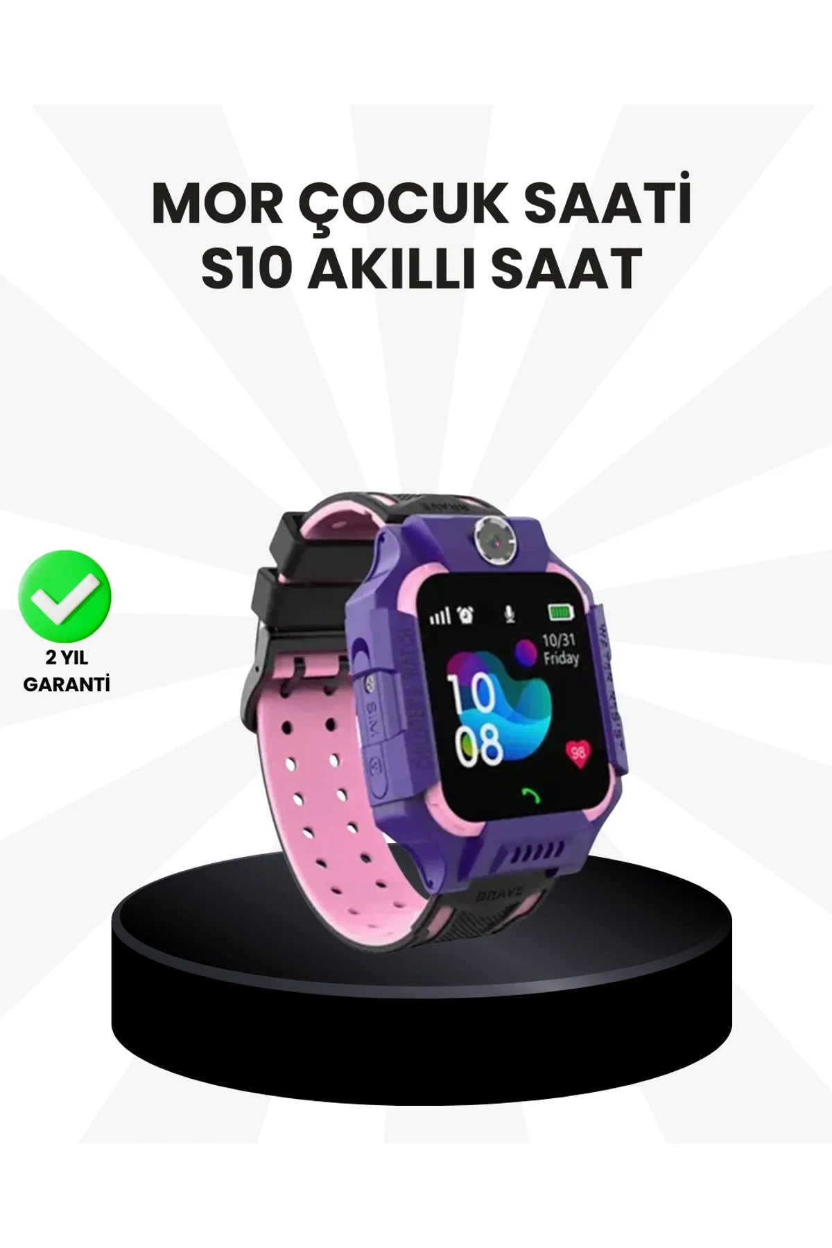 S10 Akıllı Çocuk Saati Mor Model Çift Yönlü Konuşma Ve Sos Fonksiyonu