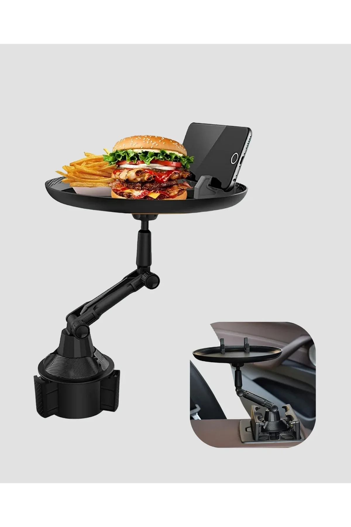 Ayarlanabilir Araç İçi Bardaklık Tepsisi 9 İnç Geniş Alan Ve Telefon Standlı - Just Cheap Store Görsel 4