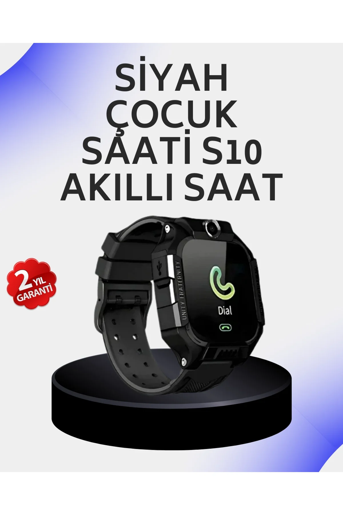S10 Akıllı Çocuk Saati Siyah Tasarım Adımsayar Ve Alarm Fonksiyonu