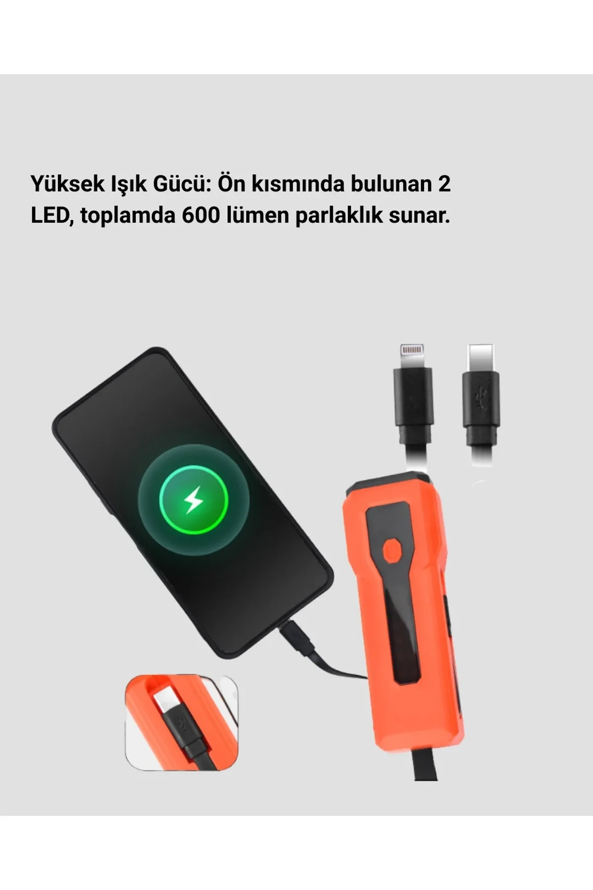 600 Lümen Bisiklet Ön Işık Powerbankli Çakar Cob Led - Just Cheap Store Görsel 4