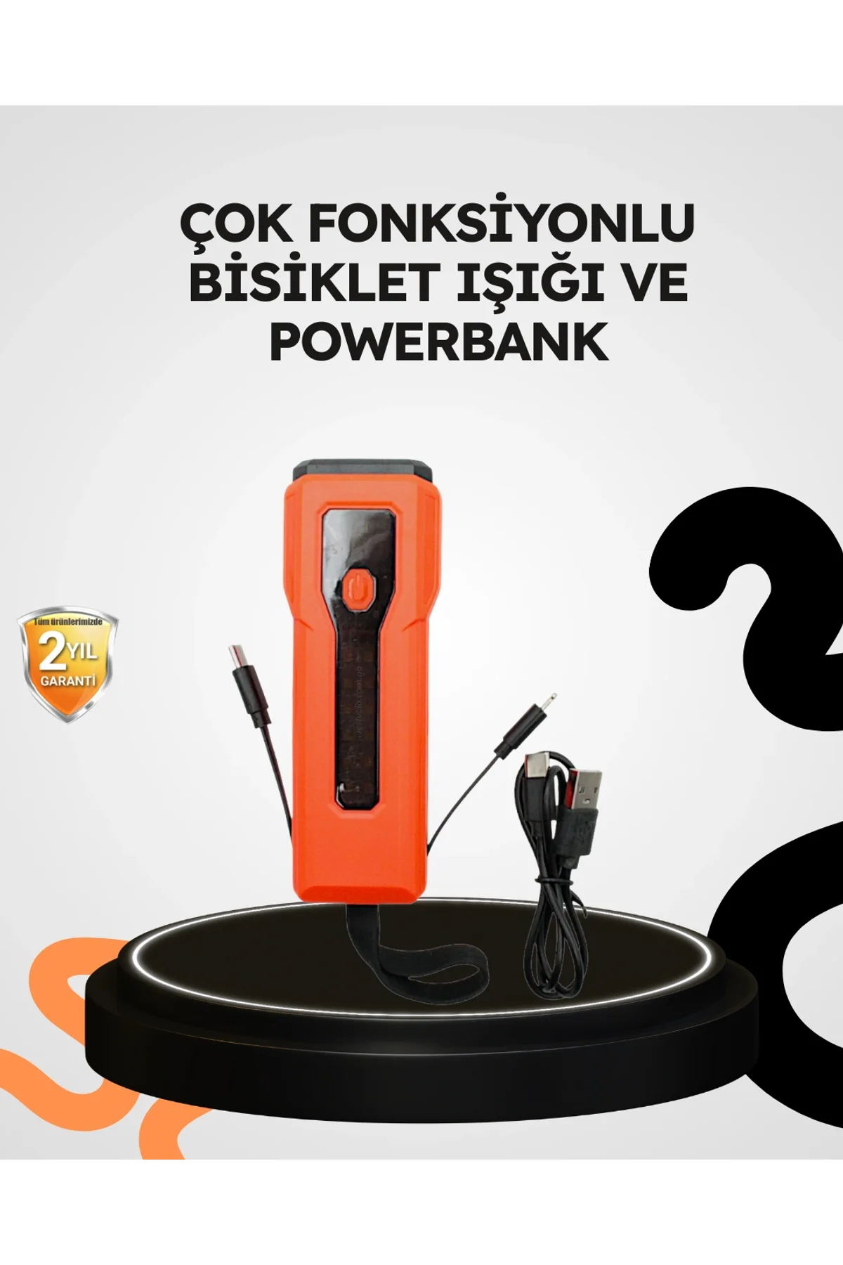 600 Lümen Bisiklet Ön Işık Powerbankli Çakar Cob Led