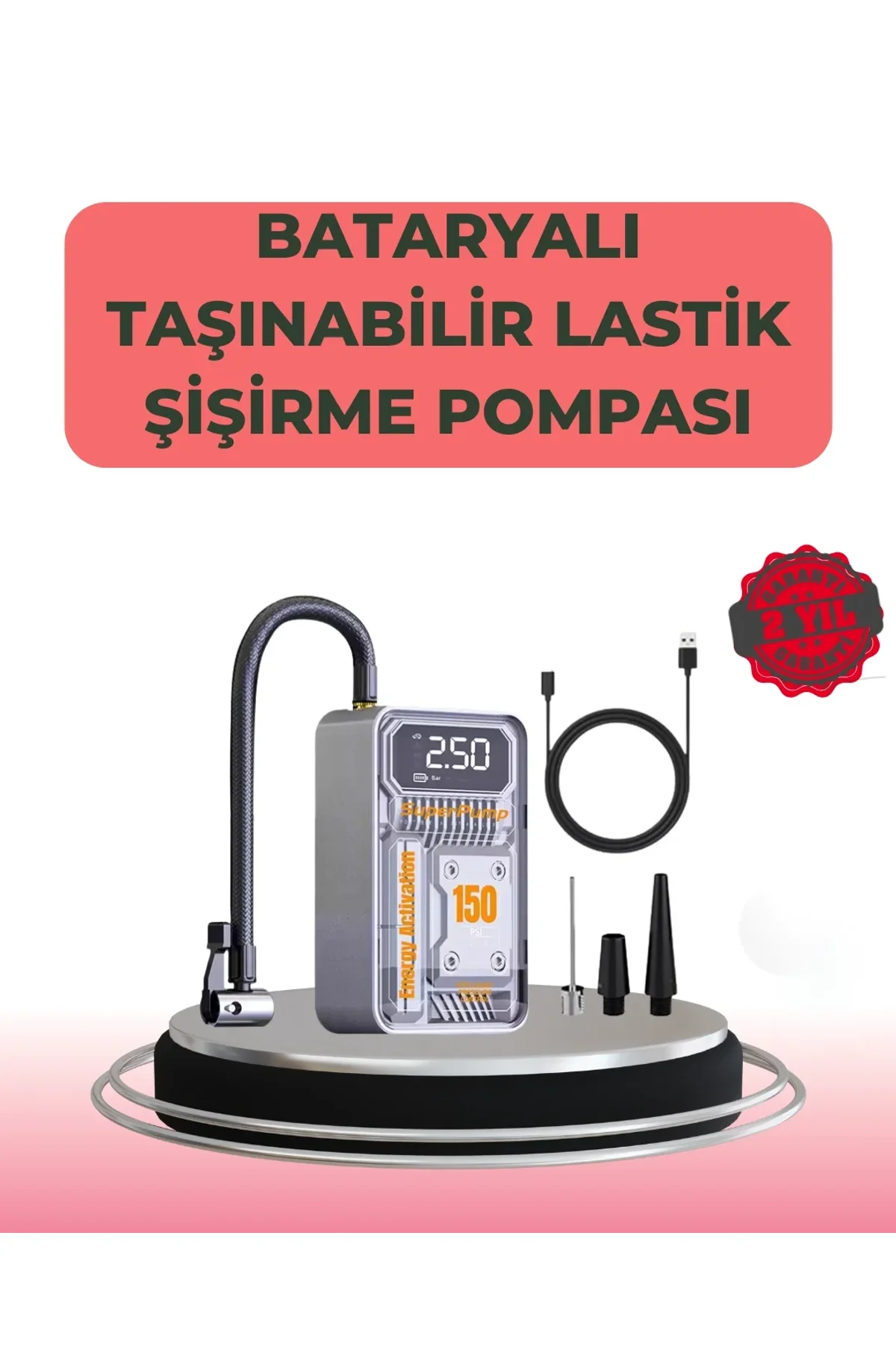 Çok Fonksiyonlu Araç, Bisiklet, Top Uyumlu Elektrikli Hava Pompası - Just Cheap Store Görsel 2