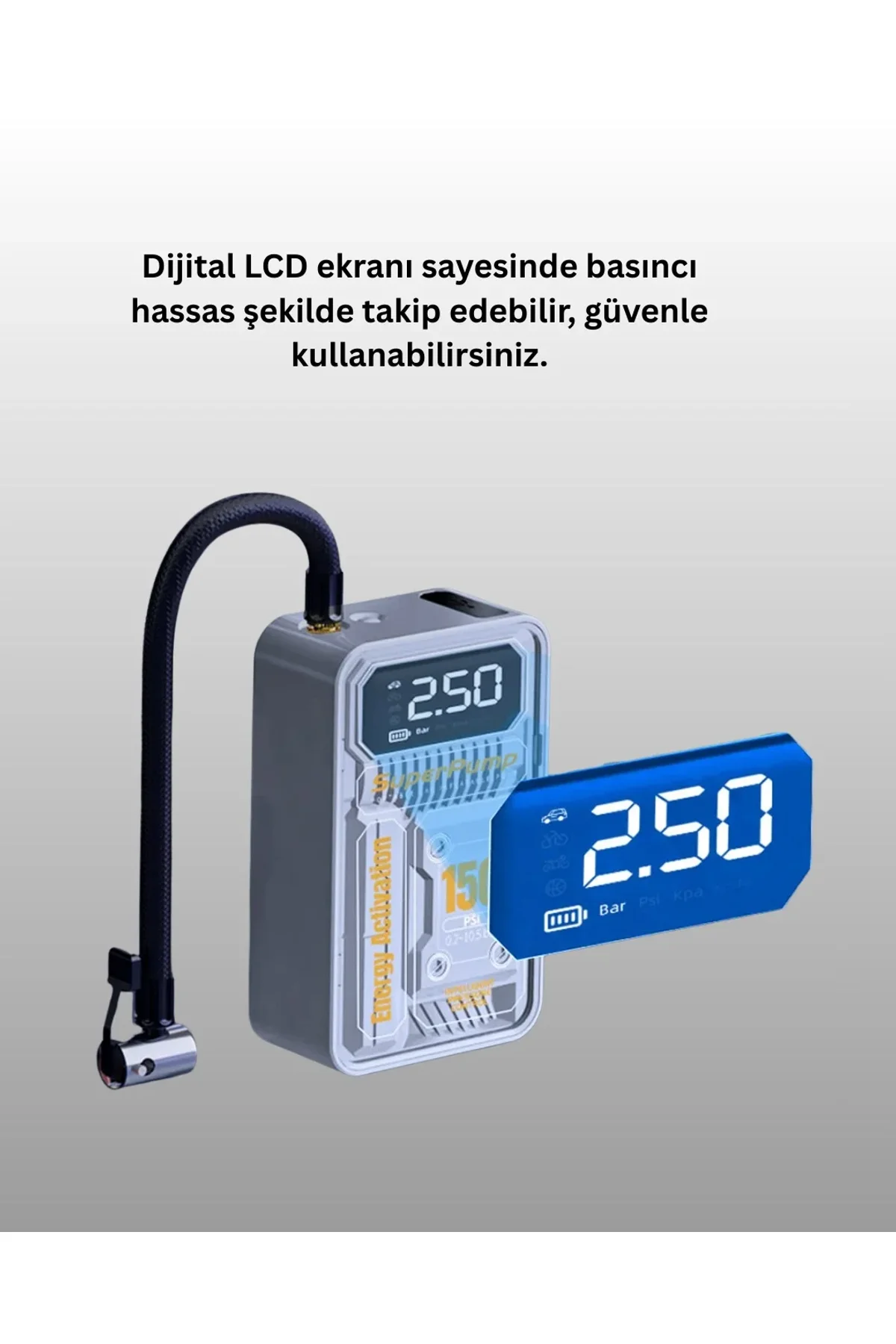 Çok Fonksiyonlu Araç, Bisiklet, Top Uyumlu Elektrikli Hava Pompası - Just Cheap Store Görsel 3