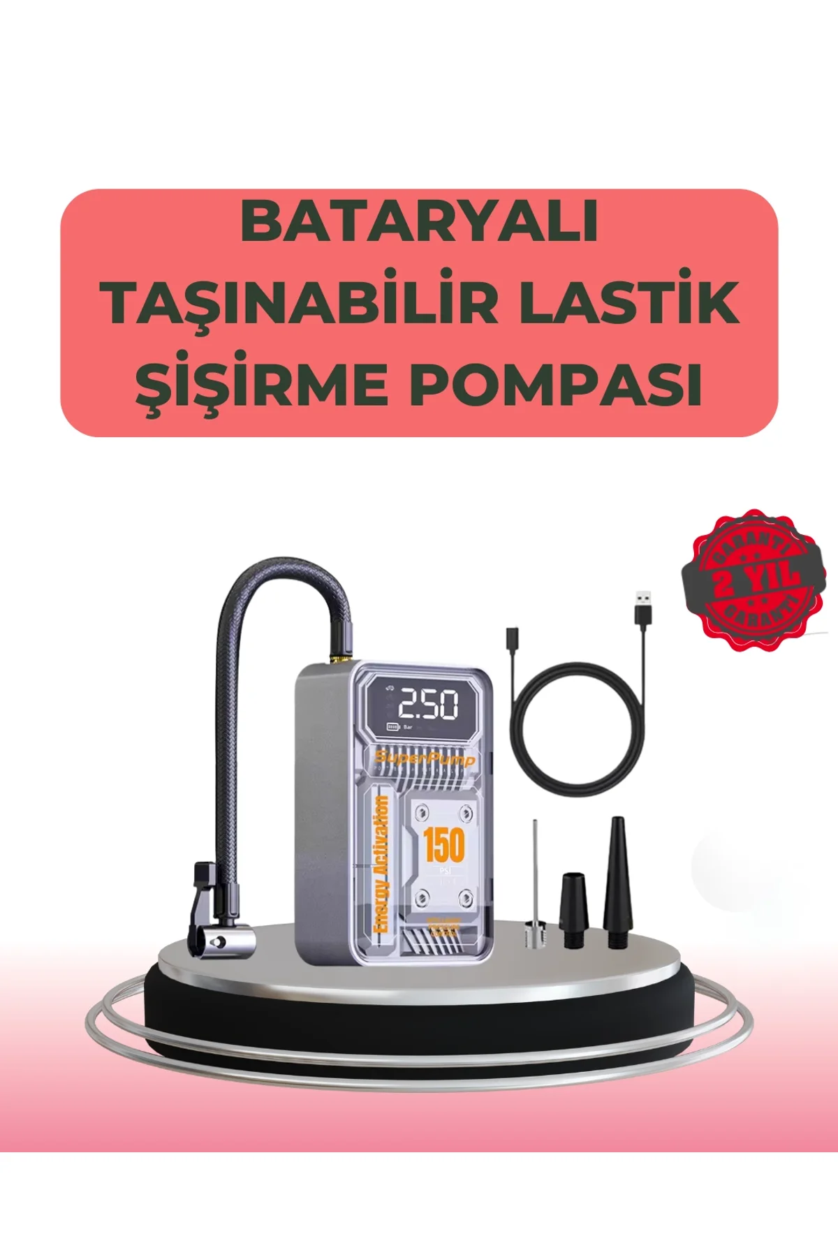 Çok Fonksiyonlu Araç, Bisiklet, Top Uyumlu Elektrikli Hava Pompası