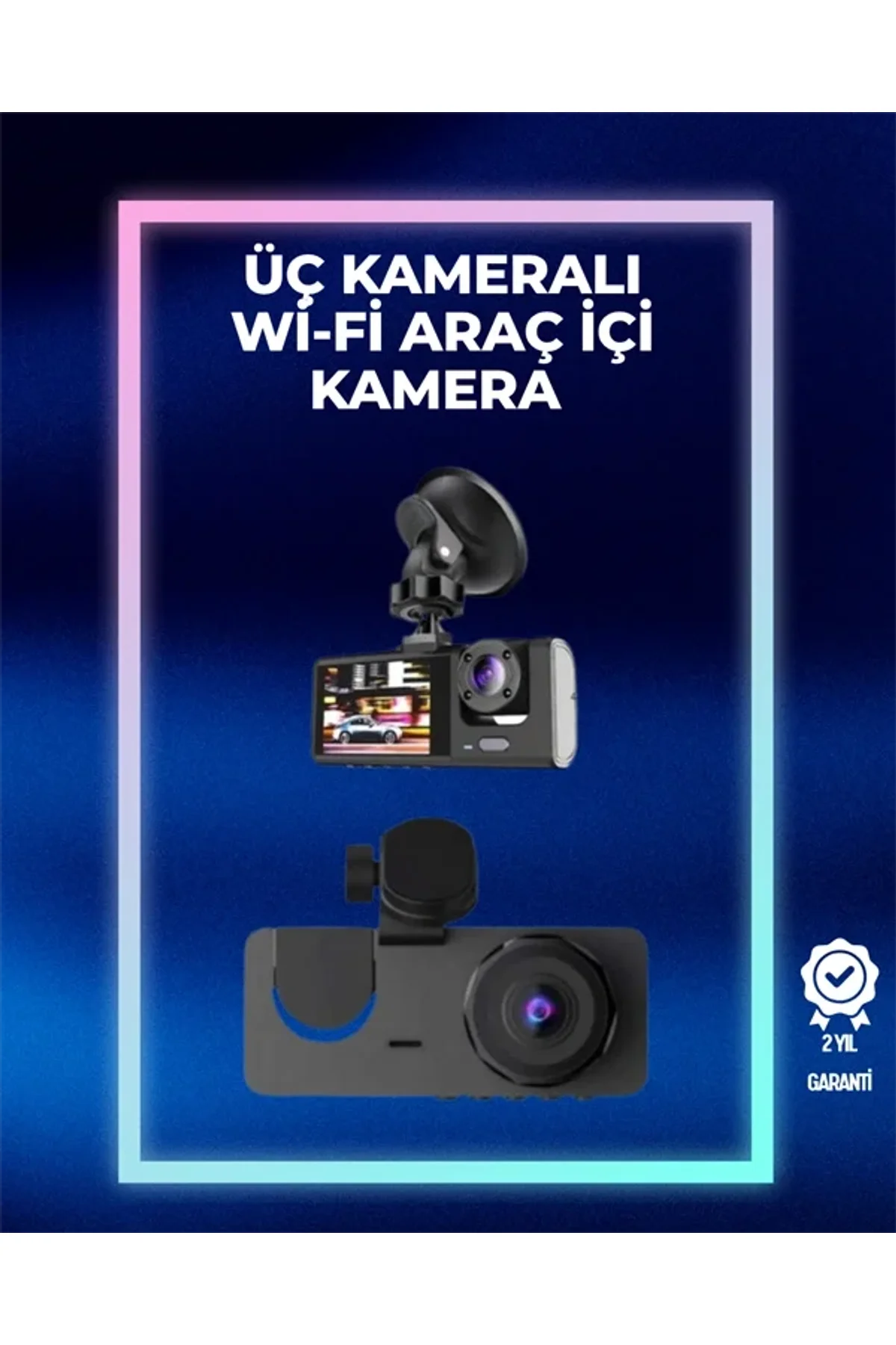 1080p Ön + 720p Arka &amp; İç Kamera – Suya Dayanıklı Araç Güvenlik Kamerası - Just Cheap Store Görsel 2
