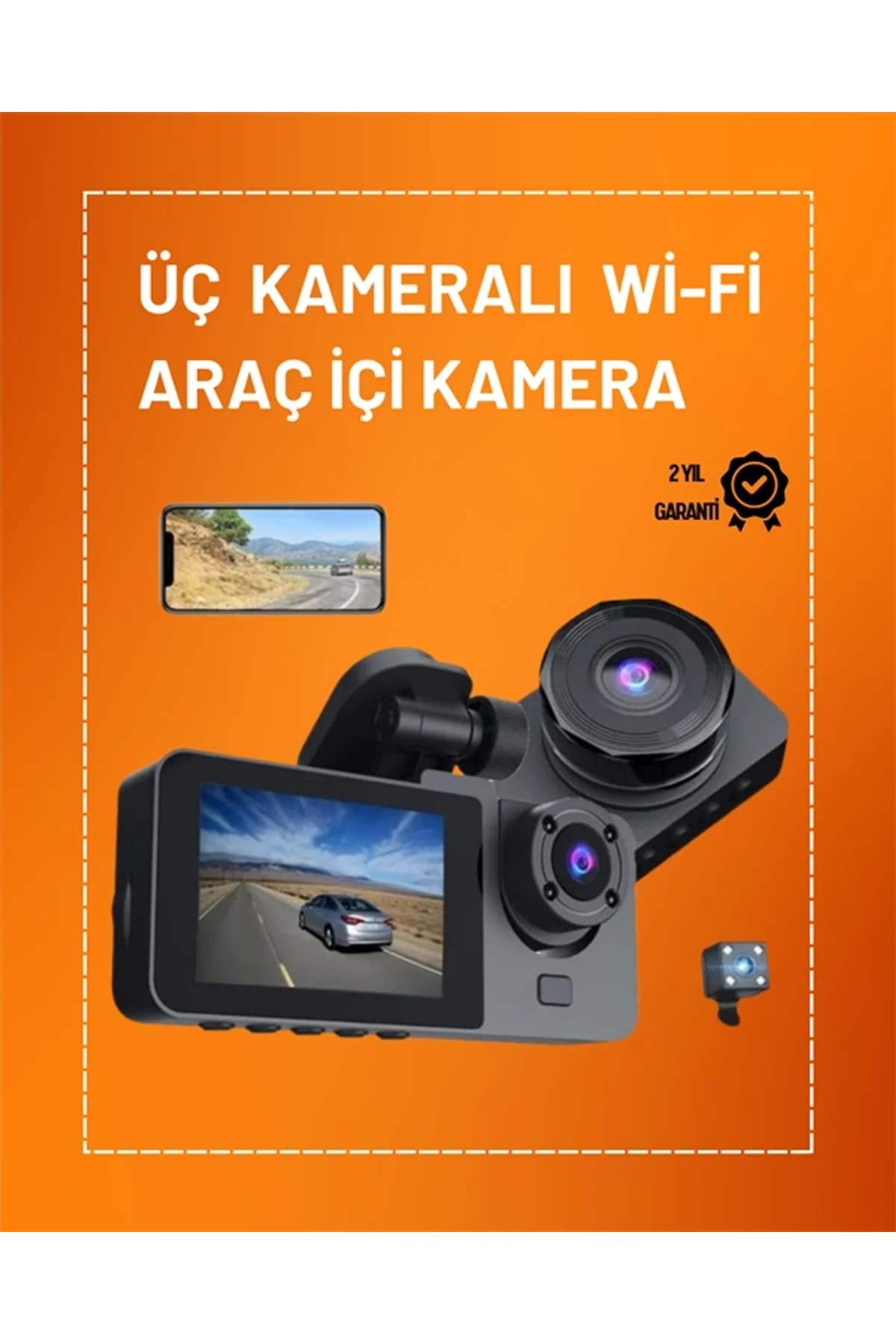 Full Hd Çözünürlüklü Üç Kameralı Araç İçi Kamera – Park Ve Sürüş Güvenliği