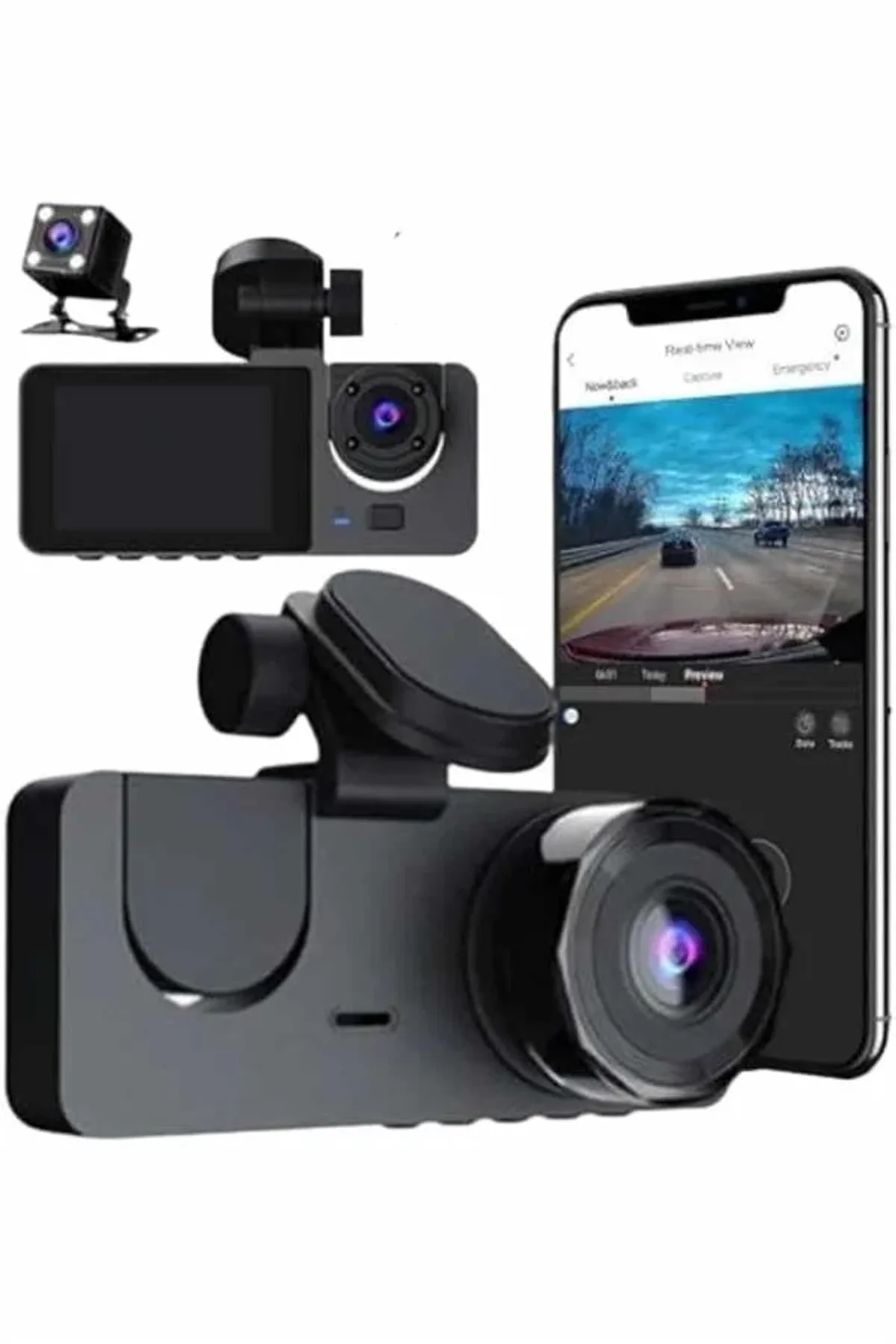 3 Kameralı 2 İnç 1080p Araç İçi Kamera Sürüş Kamerası Carplay - Just Cheap Store Görsel 4
