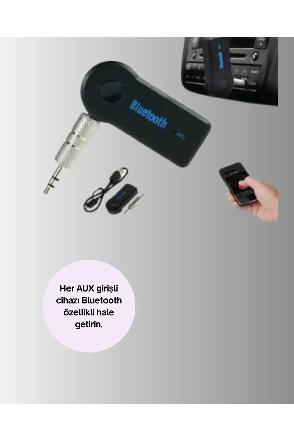 Araç İçi Bluetooth Aux Adaptörü Ve Telefon Görüşme Cihazı - Just Cheap Store Görsel 3