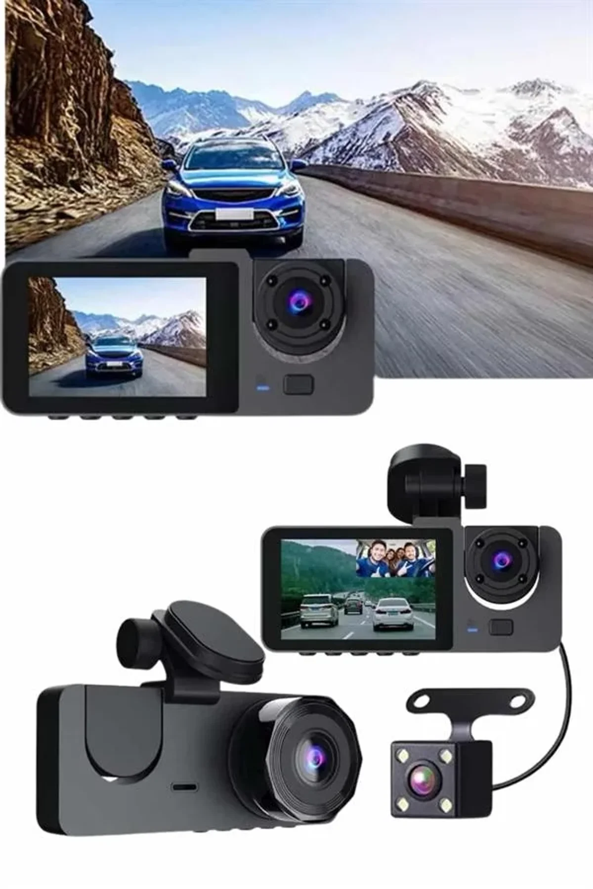 Gece Görüşlü Dvr 3 Lensli Araç İçi Sürüş Kamerası Video Kaydedici - Just Cheap Store Görsel 4