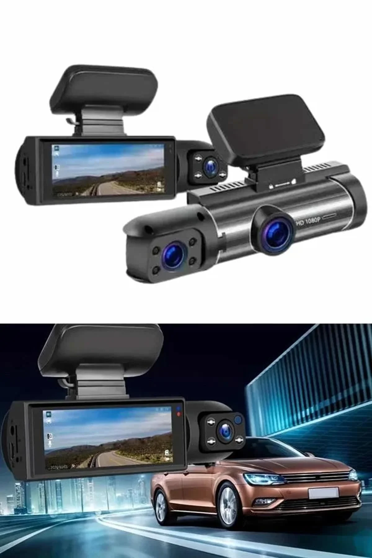 Araç İçi Full Hd Kamera Ön Ve Arka Kameralı Ekranlı Araç Kamerası - Just Cheap Store Görsel 2