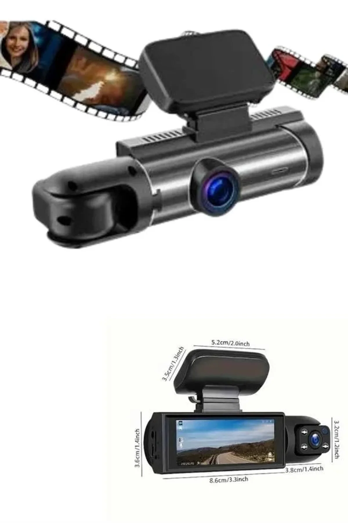 Araç İçi Full Hd Kamera Ön Ve Arka Kameralı Ekranlı Araç Kamerası - Just Cheap Store Görsel 5