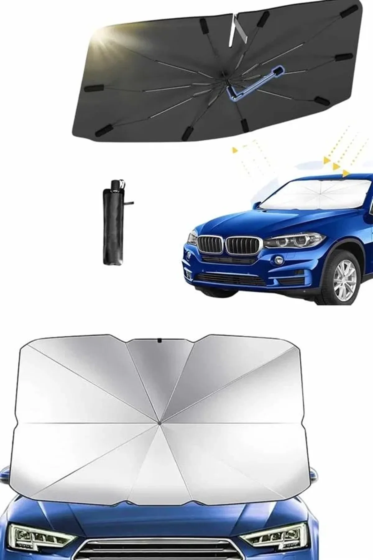 Yeni Nesil Tüm Araç Modellerine Uygun Oto Şemsiye Katlanabilir Uv Işınlarına Karşı - Just Cheap Store Görsel 5