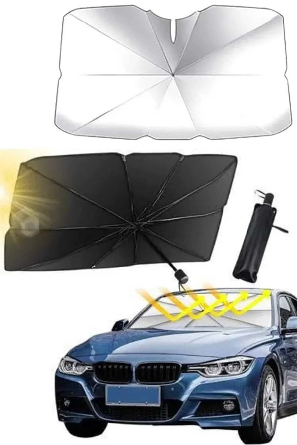 Yeni Nesil Tüm Araç Modellerine Uygun Oto Şemsiye Katlanabilir Uv Işınlarına Karşı - Just Cheap Store Görsel 4