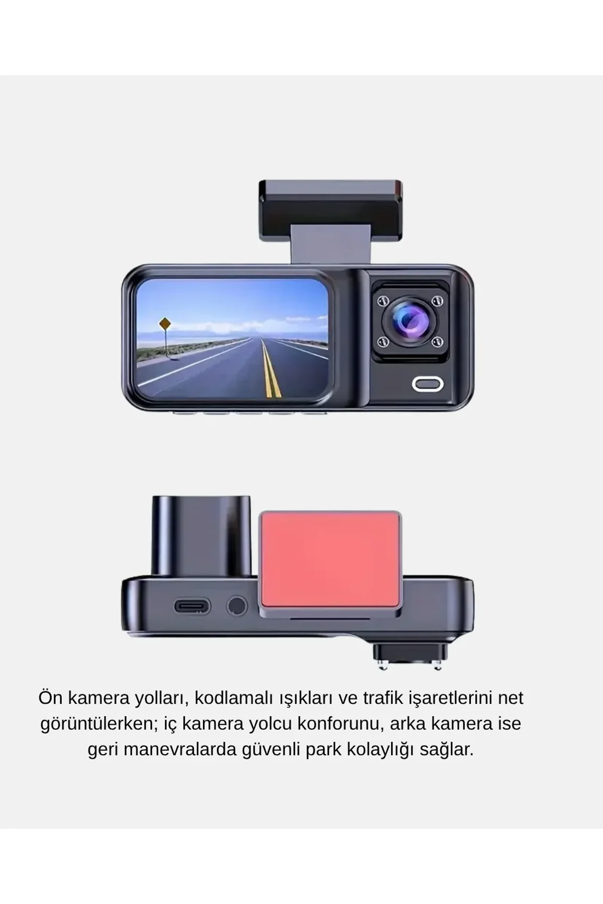 Full Hd Üç Kameralı Araç Kamerası G-sensörlü Ve Gece Görüşlü - Just Cheap Store Görsel 3