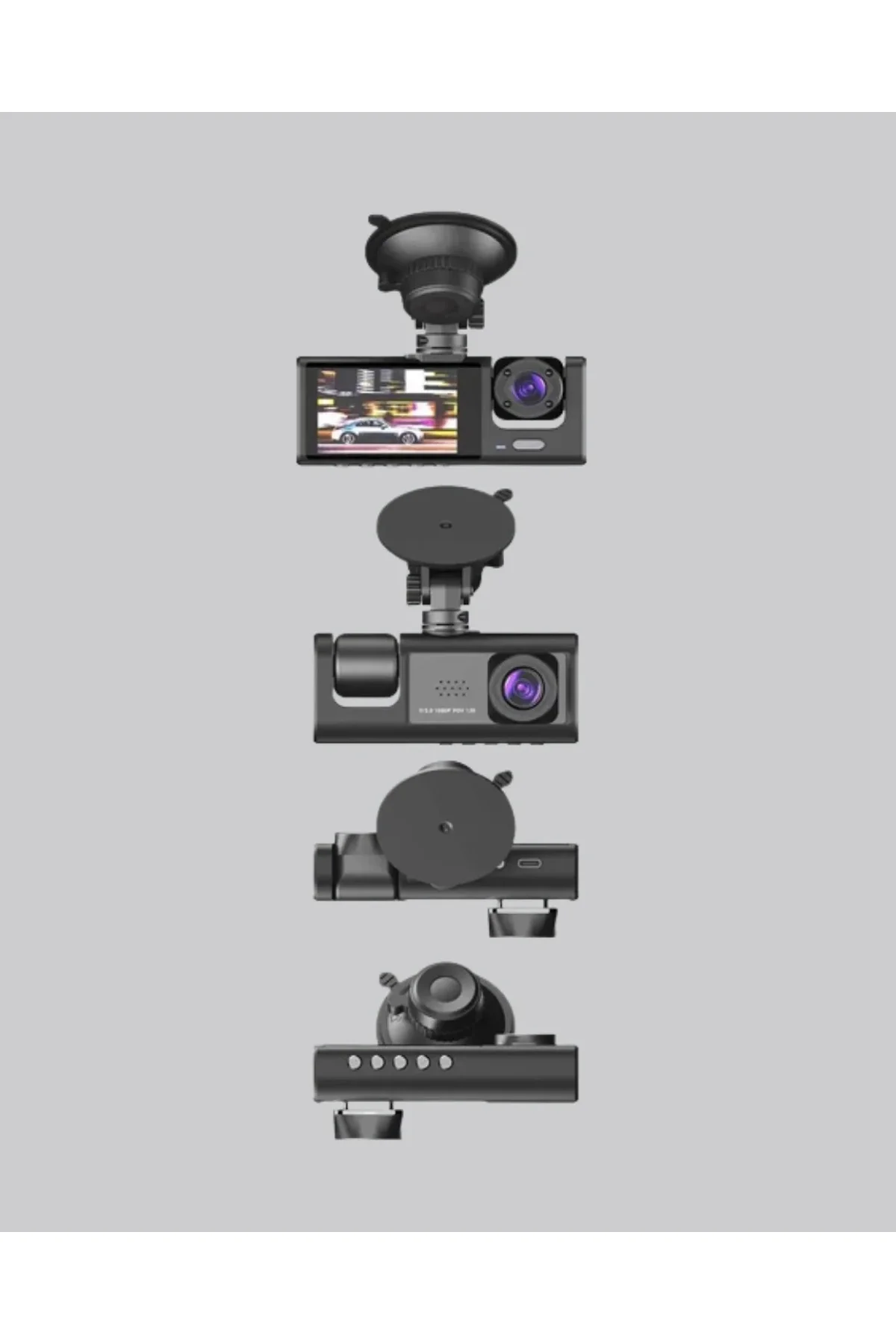 Üç Kameralı Araç Dvr Full Hd Gece Görüşlü Ve 2 İnç Ips Ekranlı - Just Cheap Store Görsel 3